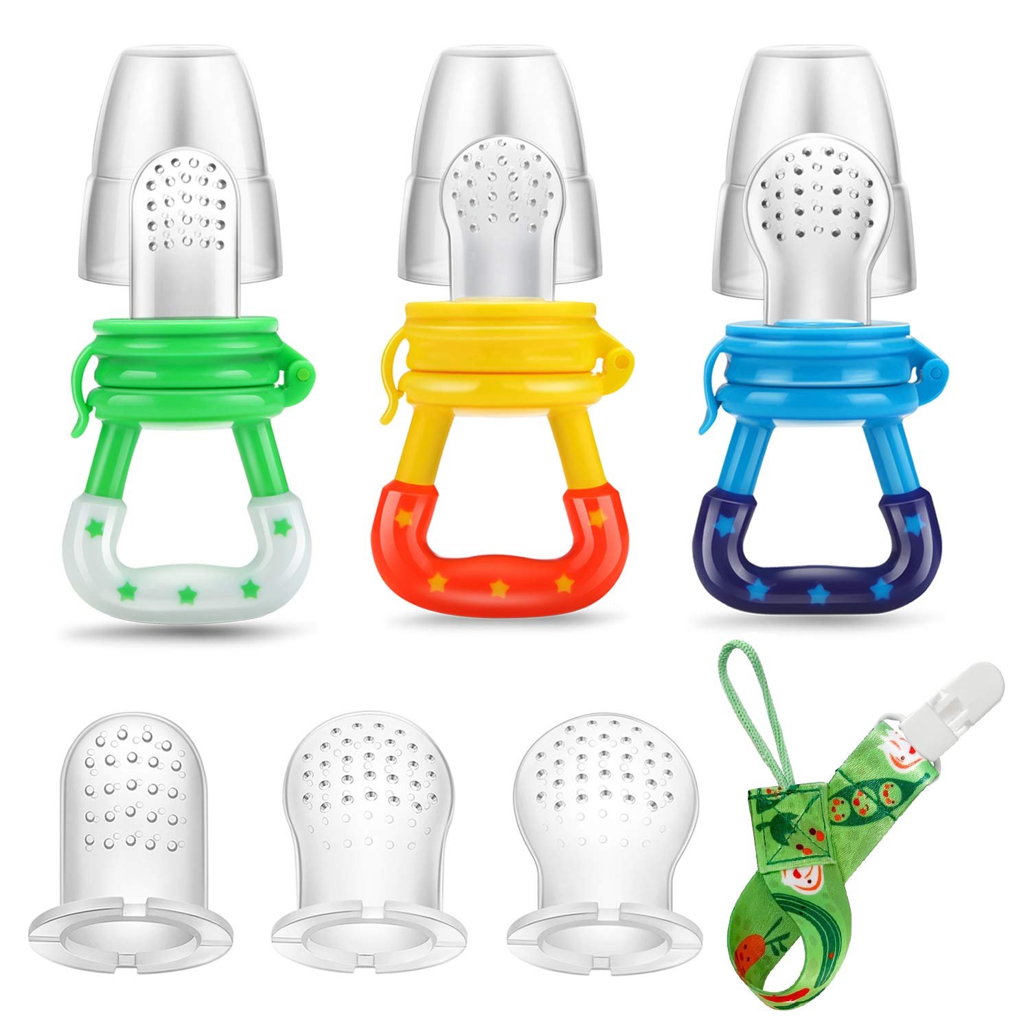 PandaEar (3 Pack) Baby Fresh Fruit Food Feeder | Food Grade Soft Safe BPA-Free Silicone Pouches