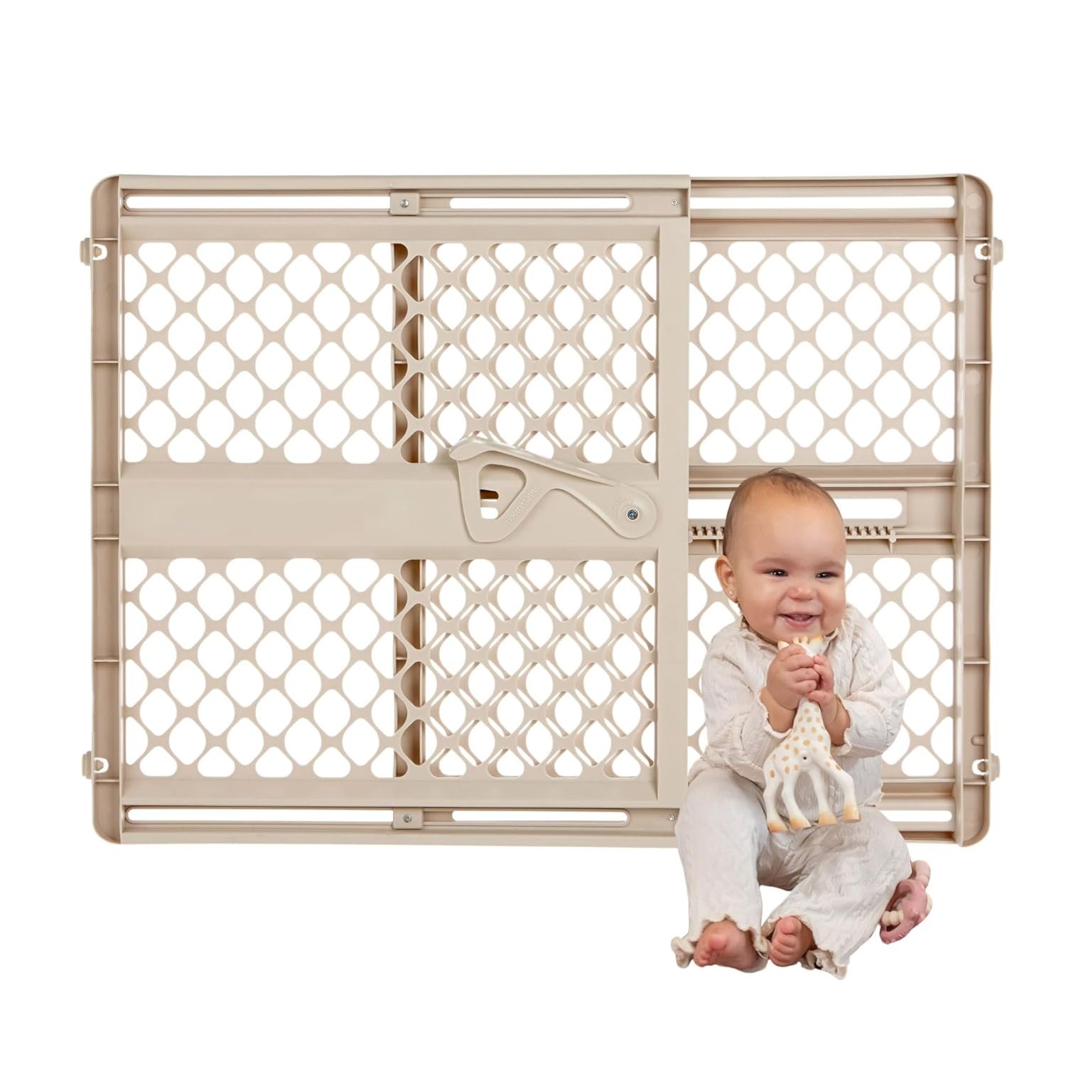 Toddleroo by North States – Supergate Ergo Baby Gate: Plastic Baby Gate for Stairs & Doorways – Adjustable Indoor Safety Gate – Made in USA – 26 to 42 Inches Wide – 26 Inches Tall – Sand
