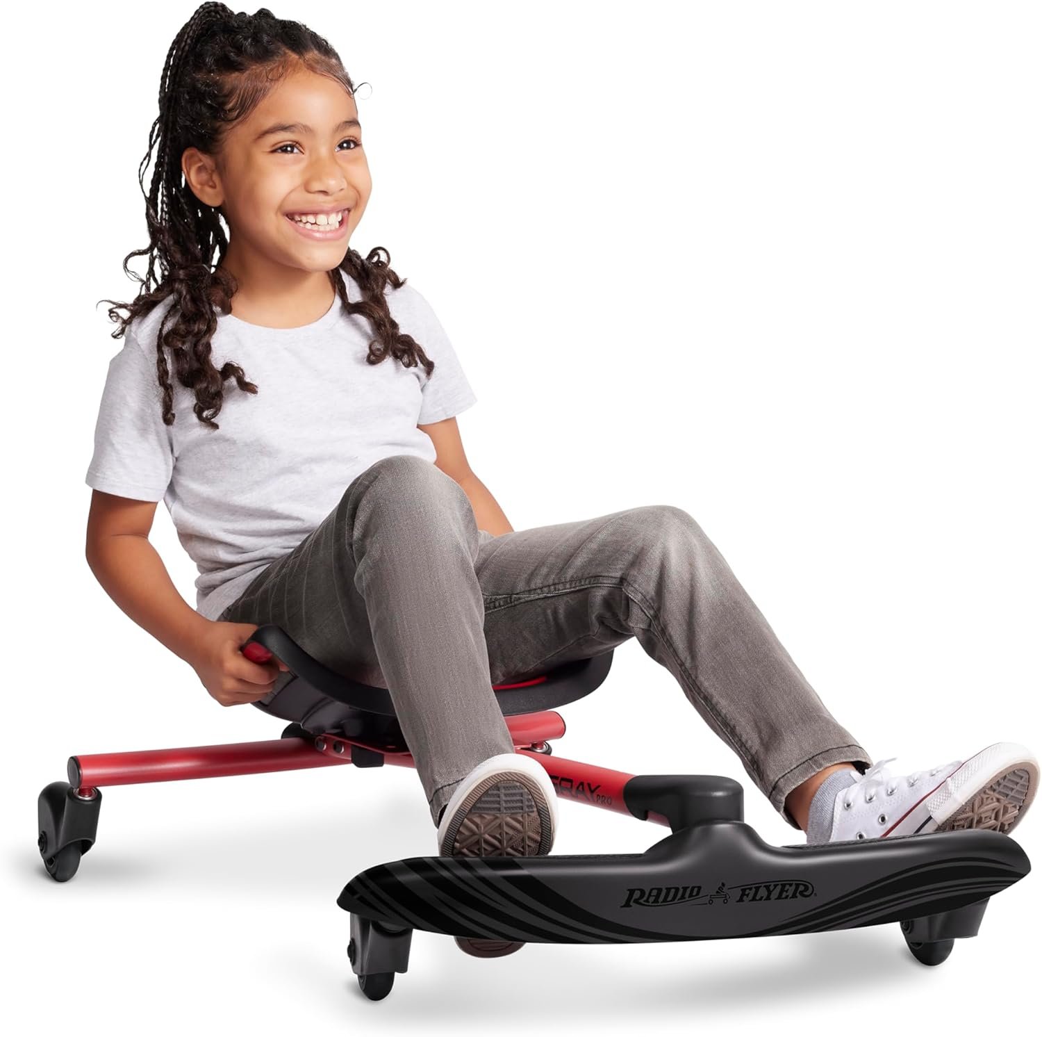 Radio Flyer Stingray Pro, for Ages 3-8, Hands Free, Foot Powered Ride On with 360-degree Caster Wheels, Adjustable Seat with Integrated Handles, Solid Steel Frame, Padded Seat, Kids Ride On Toys