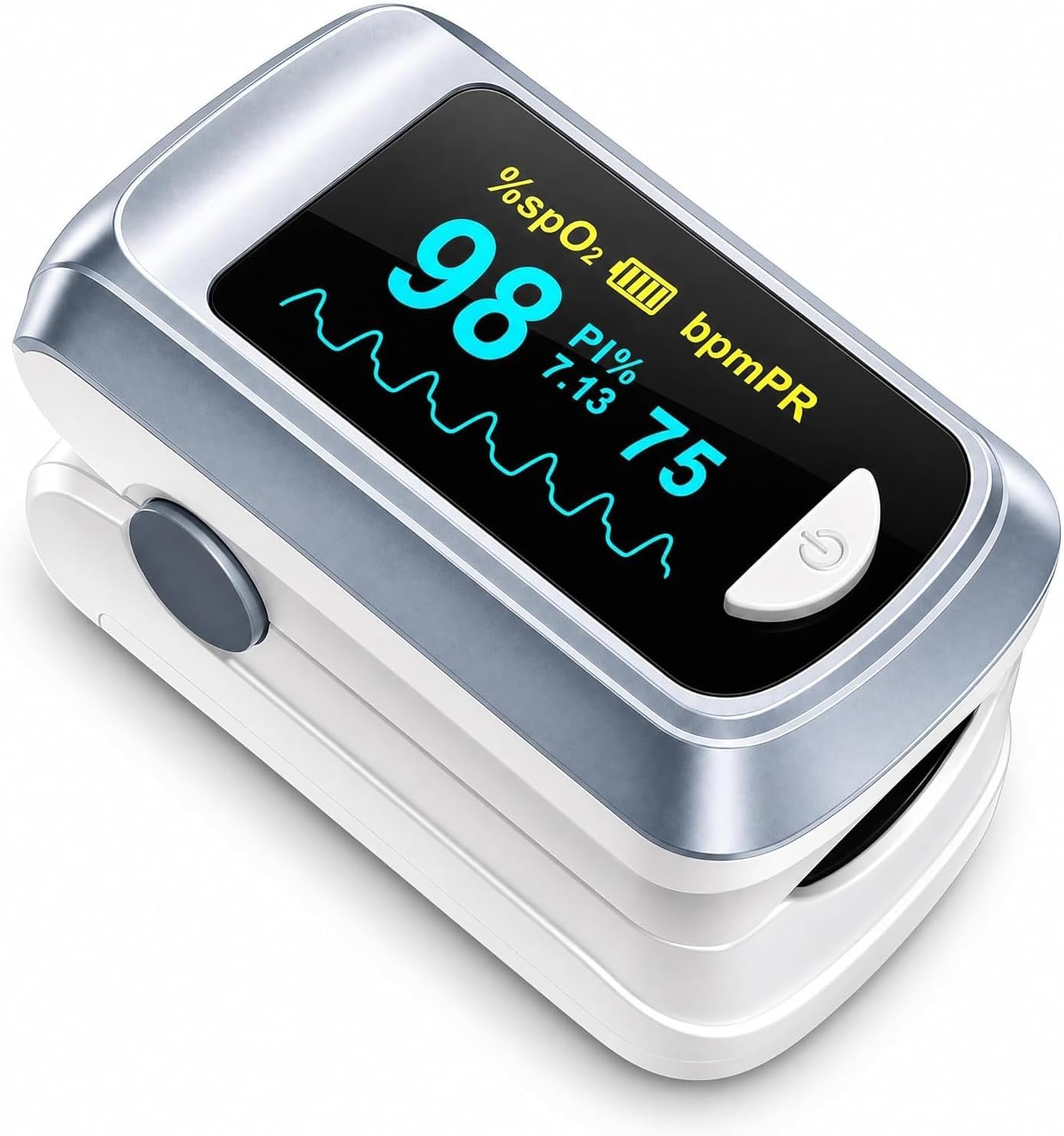 Fingertip Pulse Oximeter Blood Oxygen Saturation Monitor Pulse Ox, Heart Rate and Fast Spo2 Reading Oxygen Meter with OLED Screen Included Lanyard and 2 X AAA Batteries