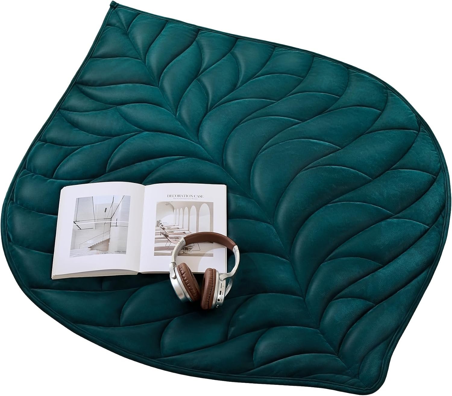 Weighted Lap Blanket 5 lbs 41″×53″ Luxury Soft Small Weighted Lap Pad for Adults,Portable Travel Leaf Weighted Throw Blanket for Relaxation, All-Season Use and Machine Washable Deep Green