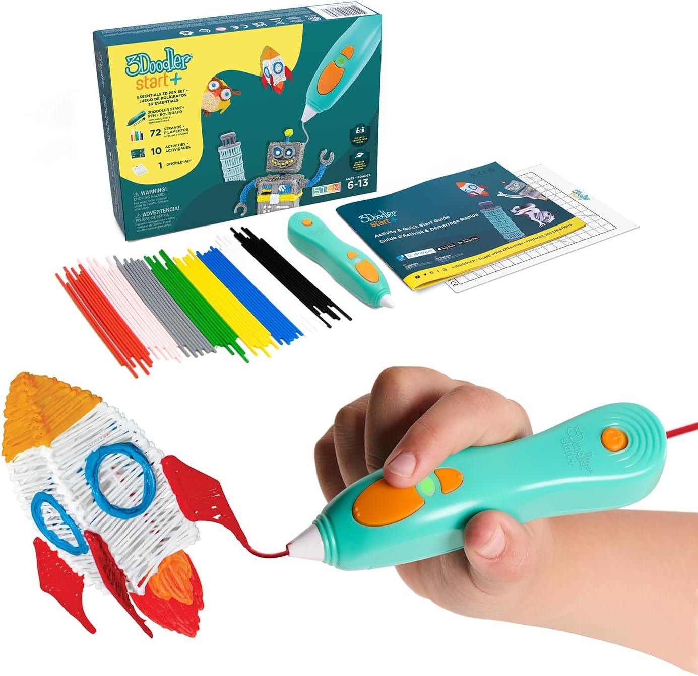 3Doodler Start+ Essentials 3D Pen Set for Kids, Easy to Use, Learn from Home Art, Educational STEM Toy for Boys & Girls Ages 6+