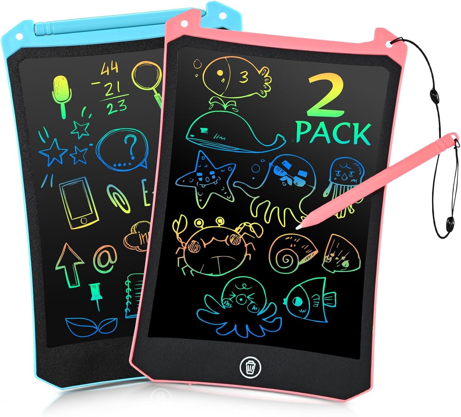 EooCoo Toddler Toys, LCD Writing Tablet for Kids 2 Pack, Toddler Travel Essentials Drawing Pad, Mess Free Coloring Books, Road Trip Activities, Age 3-5 Girls Boys Gifts – 8.5 Inch