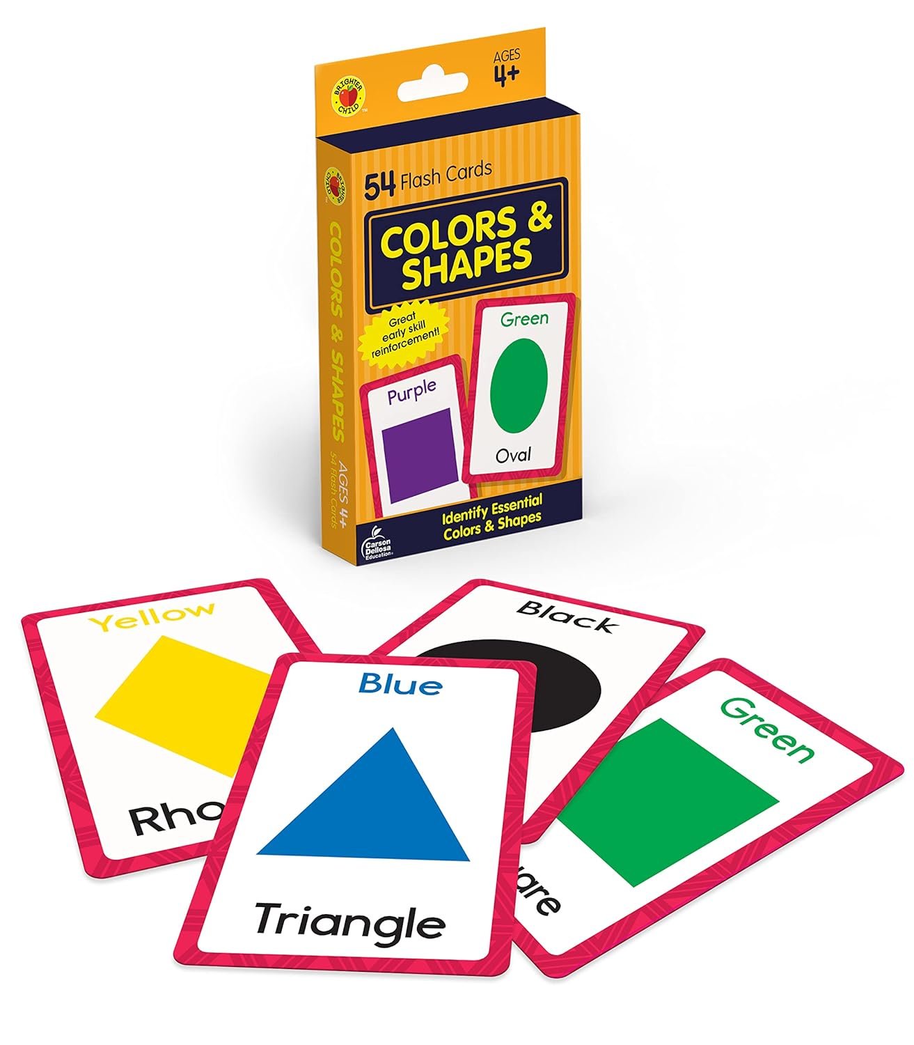Carson Dellosa 54 Colors and Shapes Flash Cards, Toddler Learning Flashcards for Kids Ages 4 and Up, Educational Games for Preschool and Kindergarten Reading Readiness