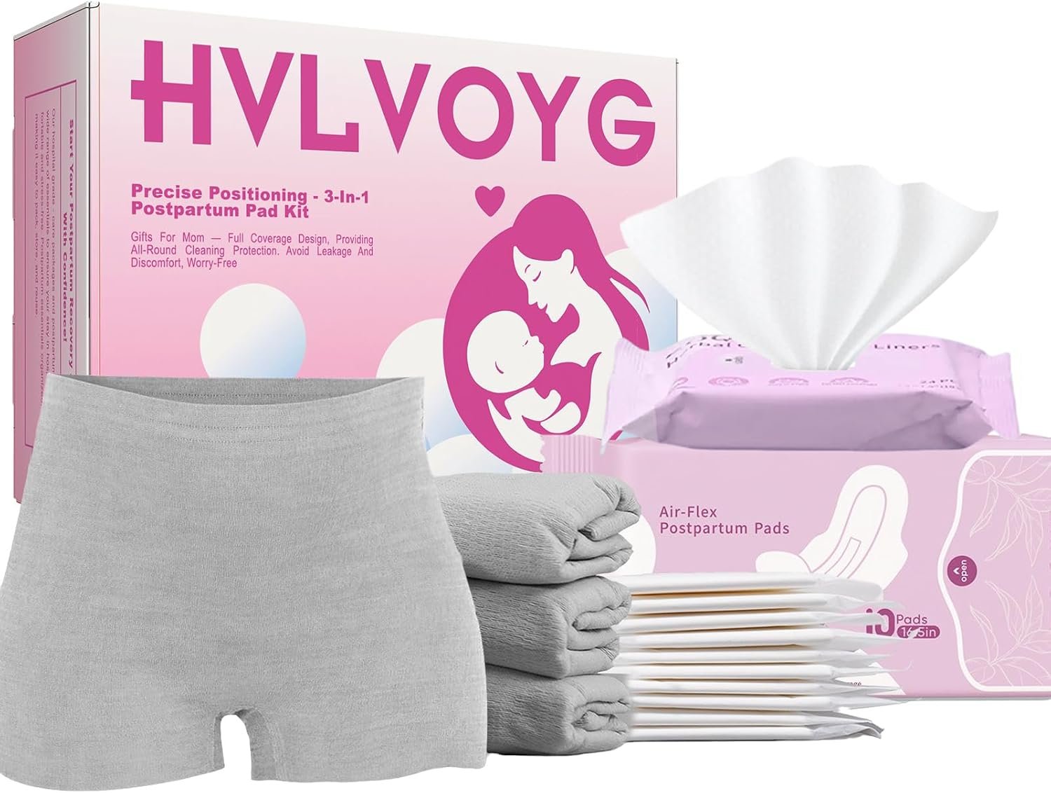 Postpartum Essentials Recovery Kit for New Moms, 15 Pcs Perineal Care Set with Disposable Underwear, Postpartum Pad & Cooling Pad Liners, Hospital Bag Essentials, After Birth Care Supplies