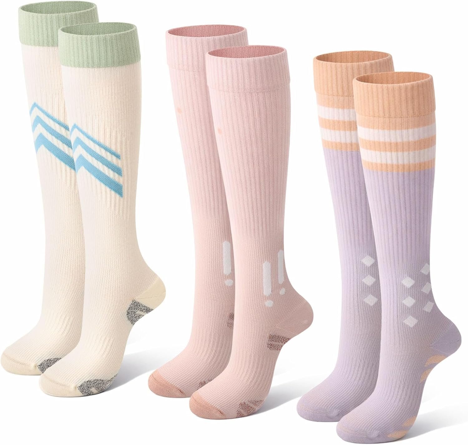 Cute Compression Socks for Women 15-20mmHg Thick Cotton Compression Socks Knee High Support for Nurse Pregnancy Flying Travel