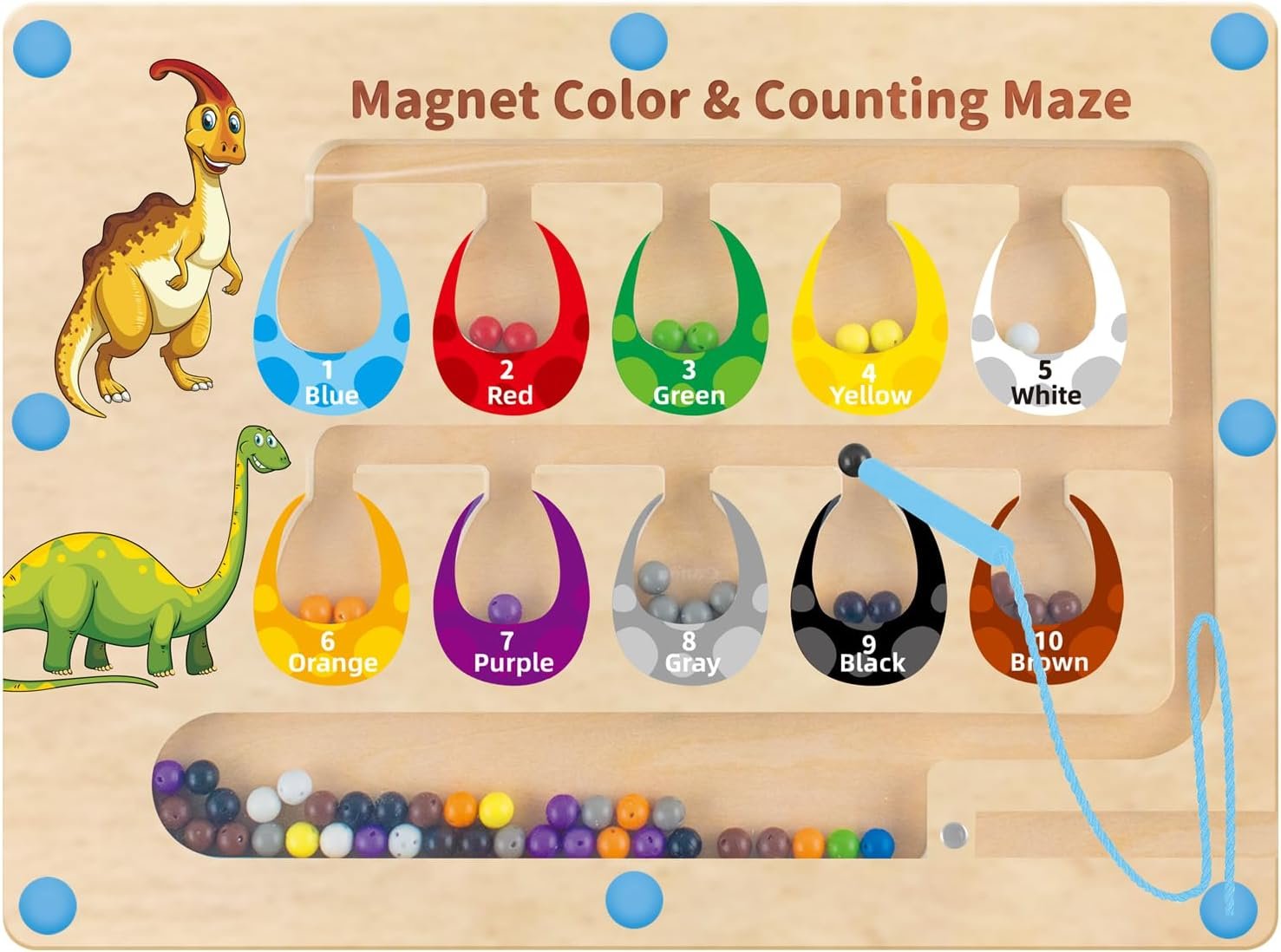 HONGID Dinosaur Toys,Magnetic Color and Number Maze, Montessori Toys for 3 4 5 Year Old,Learning Educational Sensory Toys for Toddlers and Kids Boys Girls,Christmas Stocking Stuffers for Kids