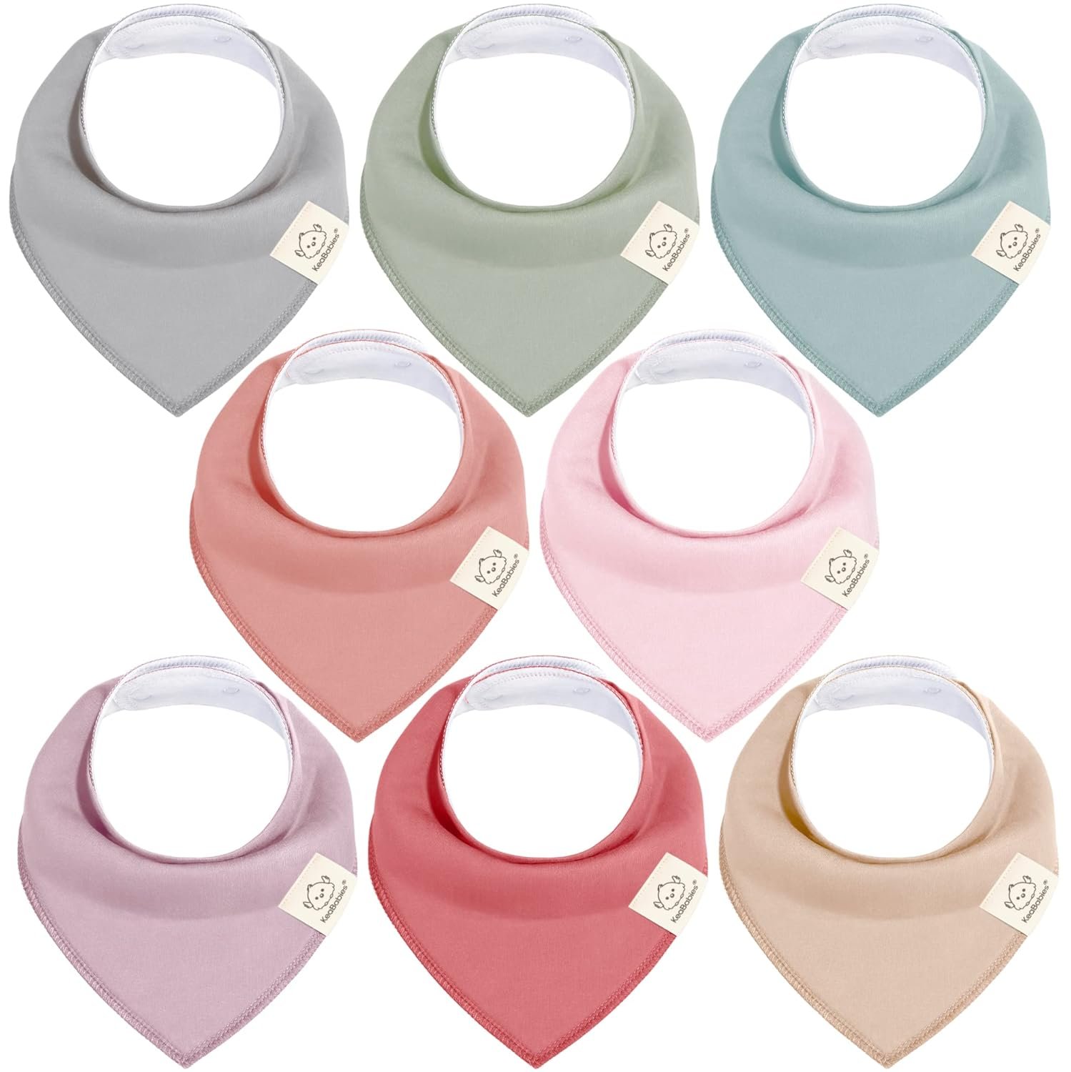 KeaBabies 8-Pack Organic Baby Bandana Bibs for Drooling and Teething – Super Absorbent Triangle Baby Drool Bibs for Girls, Boys, 100% Cotton Extra Soft for Newborn, Infant 0-36 Months (Muted Pastel)