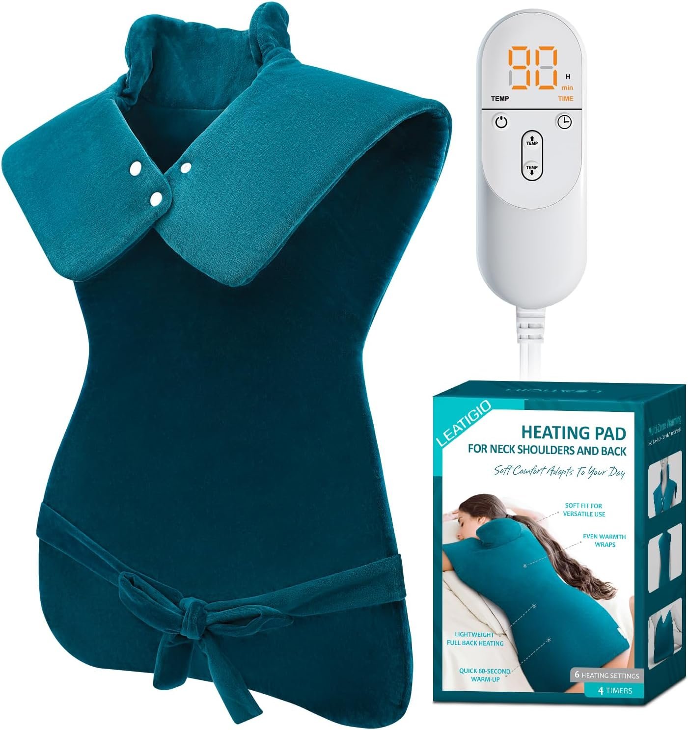 Heating Pad for Neck Shoulders Back, Extra Large Heat Pad for Full Body Relax, Electric Heated Wrap for Seniors, Dad Gifts Fathers Day, Birthday Gifts for Men Women Mom Grandma, ETL Safety Certified
