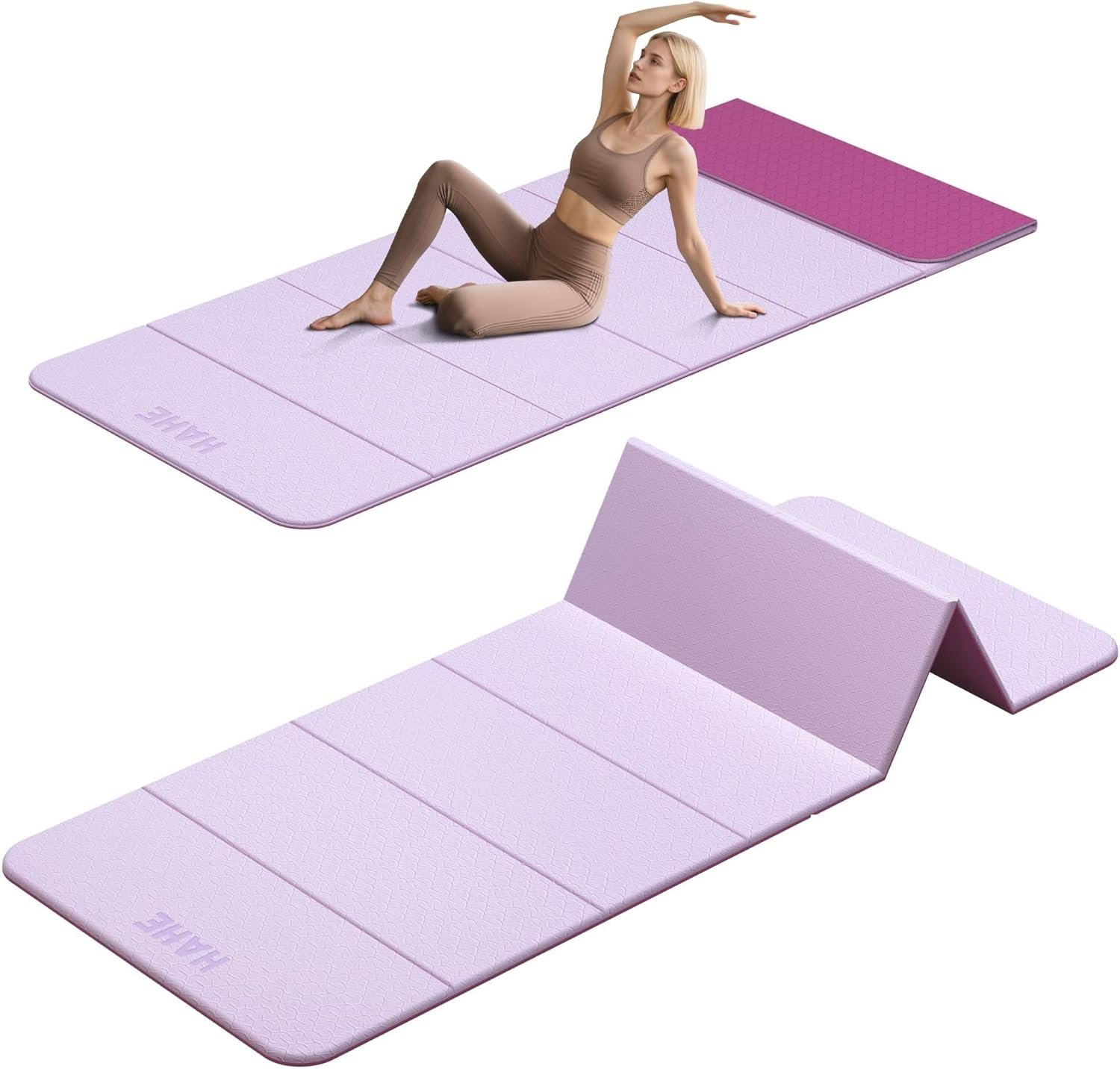 HAHE 7-Fold Design Extra Thick Yoga Mat 72″L x 24″W x 0.47″,TPE Fitness Exercise Mats, Non-Slip Foldable Yoga Mat, High Density, Portable for Men & Women, Yoga, Pilates, Home Gym
