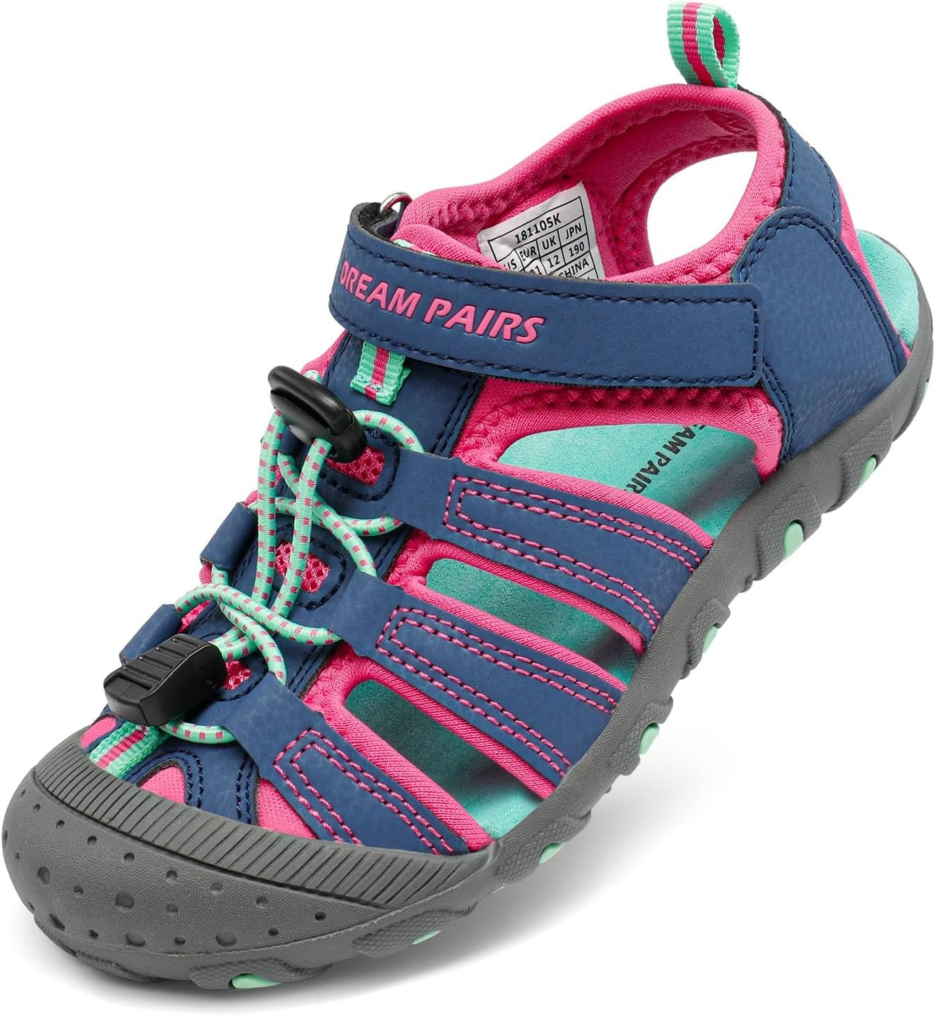 DREAM PAIRS Boys Girls Closed-Toe Outdoor Summer Water Sport Sandals for Toddler/Little/Big Kid