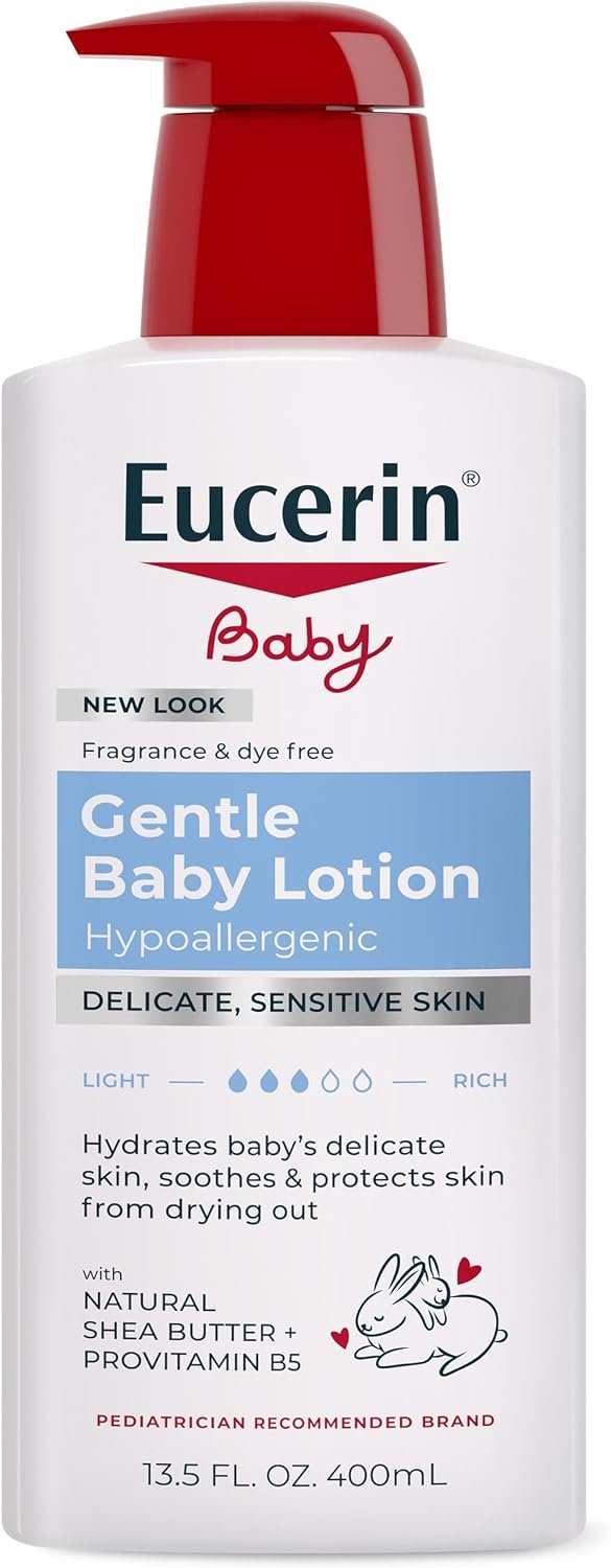 Eucerin Baby Body Lotion, Hypoallergenic and Fragrance Free Baby Lotion with Pro-Vitamin B5 and Shea Butter, 13.5 Fl Oz Bottle