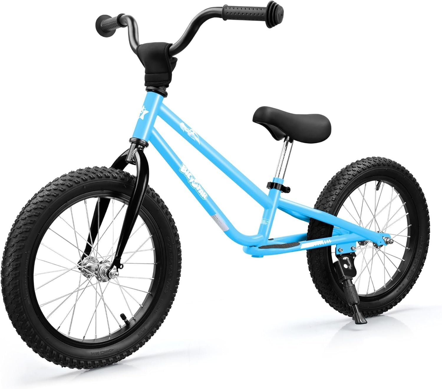 bicystar Kids Balance Bike with Real Rubber Air Tires – 16 Inch Big Kid Bicycle Ages 5-8, Adjustable Seat & Handlebars, Lightweight No Pedal Training Bike (Blue)