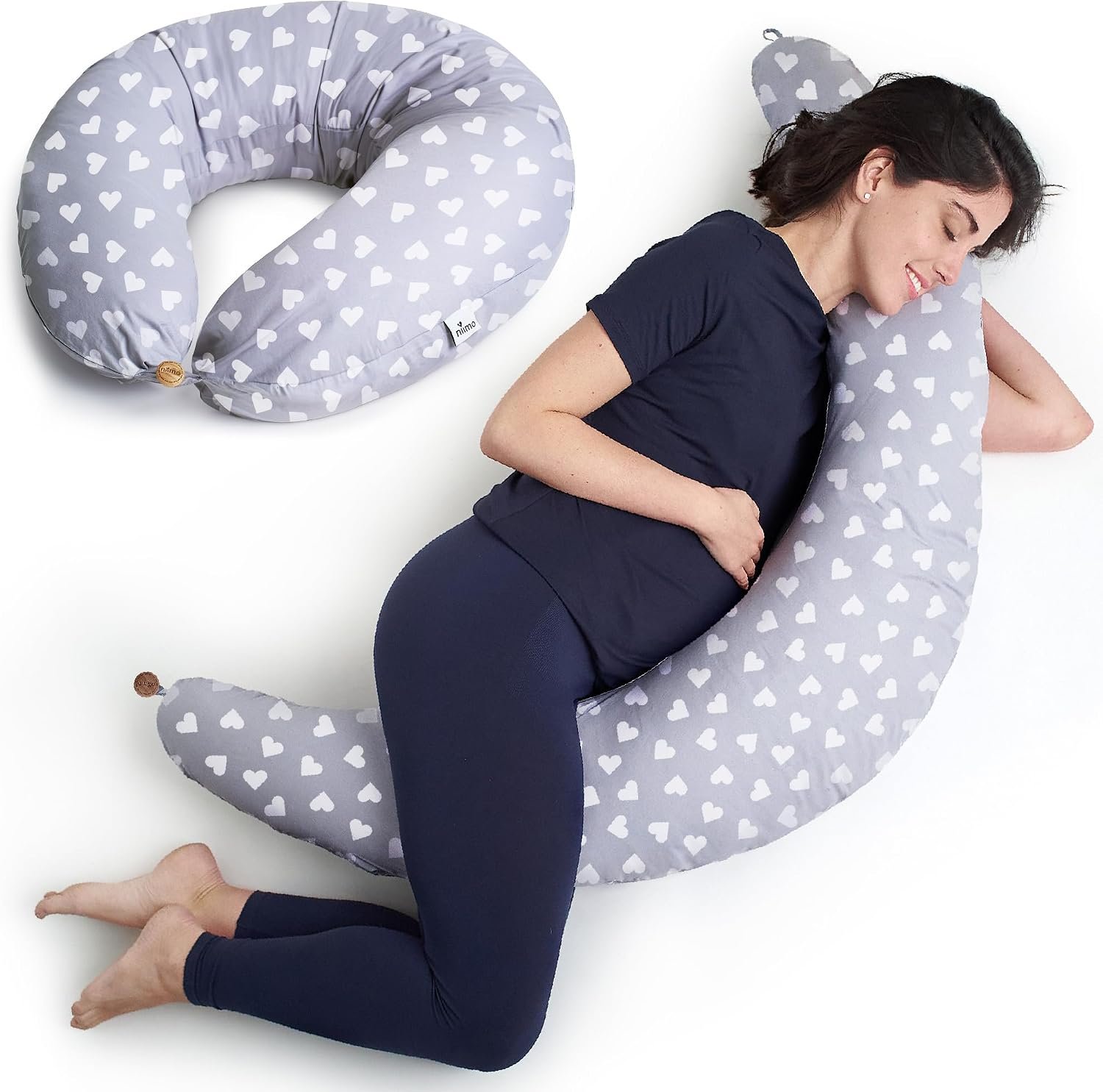 Niimo XXL Pregnancy Pillow & Baby Feeding Pillow – 2022 Double Platinum Winning Maternity Pillow, 100% Cotton Pregnancy Pillow Cover, Machine-Washable, Pregnancy Must Haves