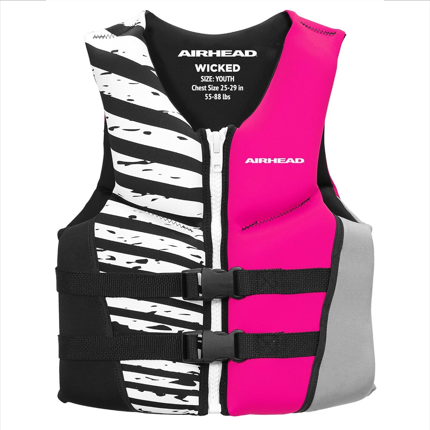 Airhead Wicked Kwik-Dry NeoLite Flex Life Jacket for Kids – USCG Approved Life Vest for Youth, Child & Infant, Watersports Vest for Boating, Tubing & Swimming, Hot Pink
