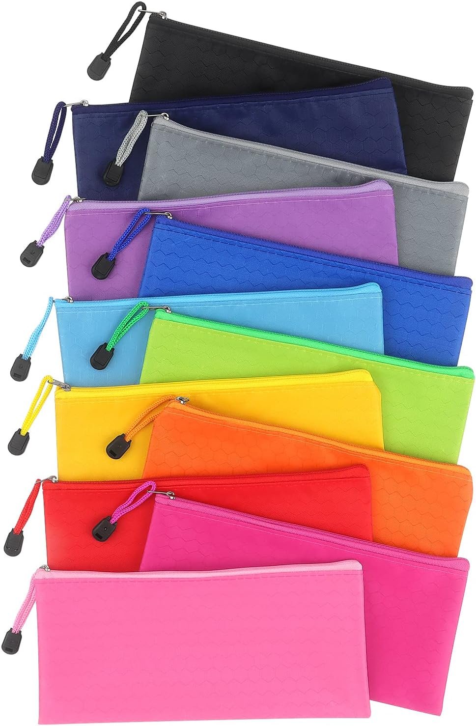 Tamaki 12 Pack Zipper Pouch, Bulk Waterproof Pouch Cases, Multi-Purpose Organizer Bags for Office Supplies, Travel Accessories