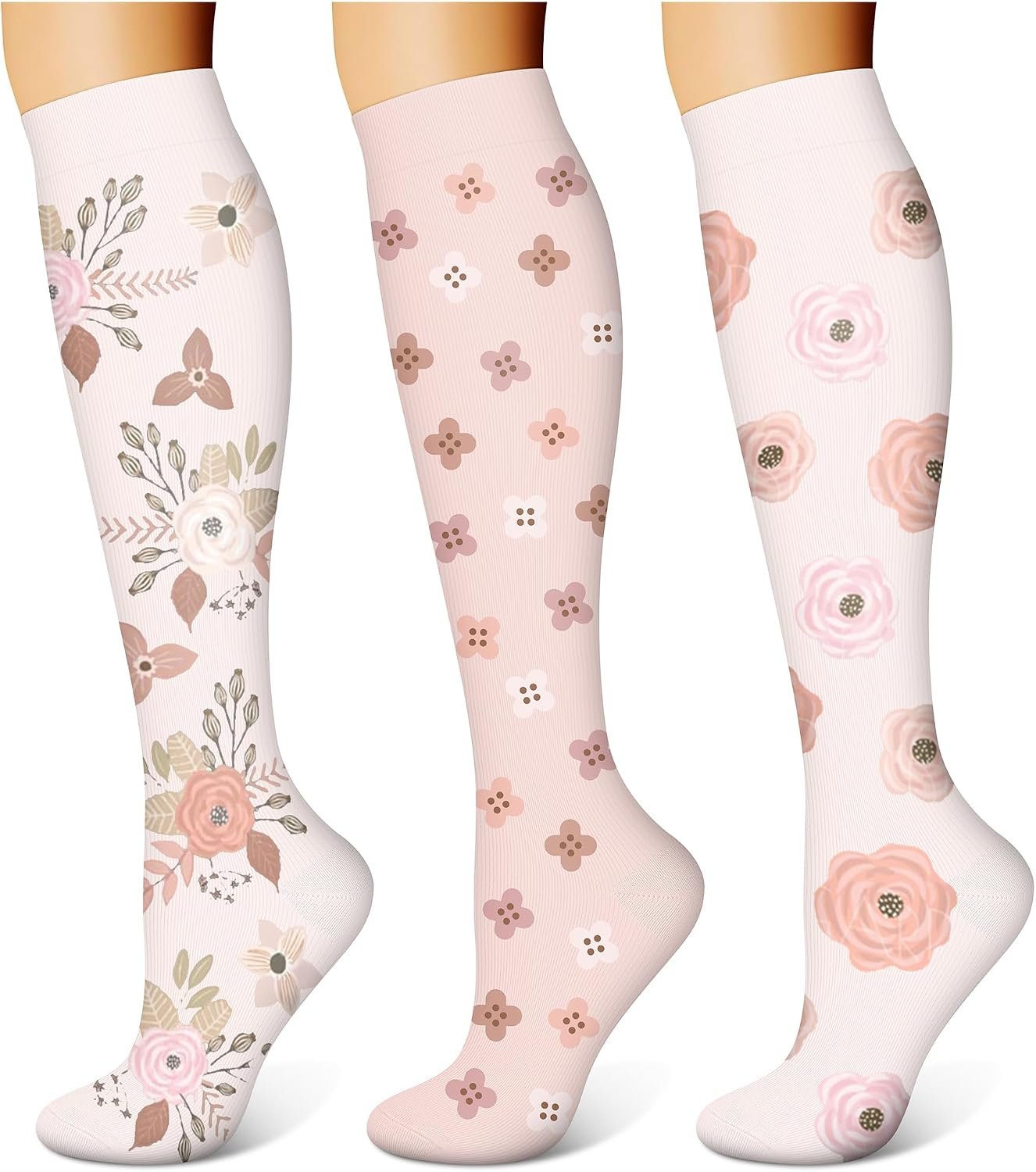 WITHYOU 3 Pairs Compression Socks for Women & Men 15-20 mmHg,Best Support for Nurses Running Hiking
