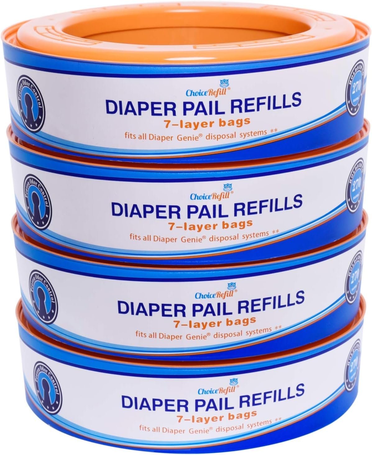 ChoiceRefill Compatible with Diaper Genie Pails, 4-Pack, 1300count