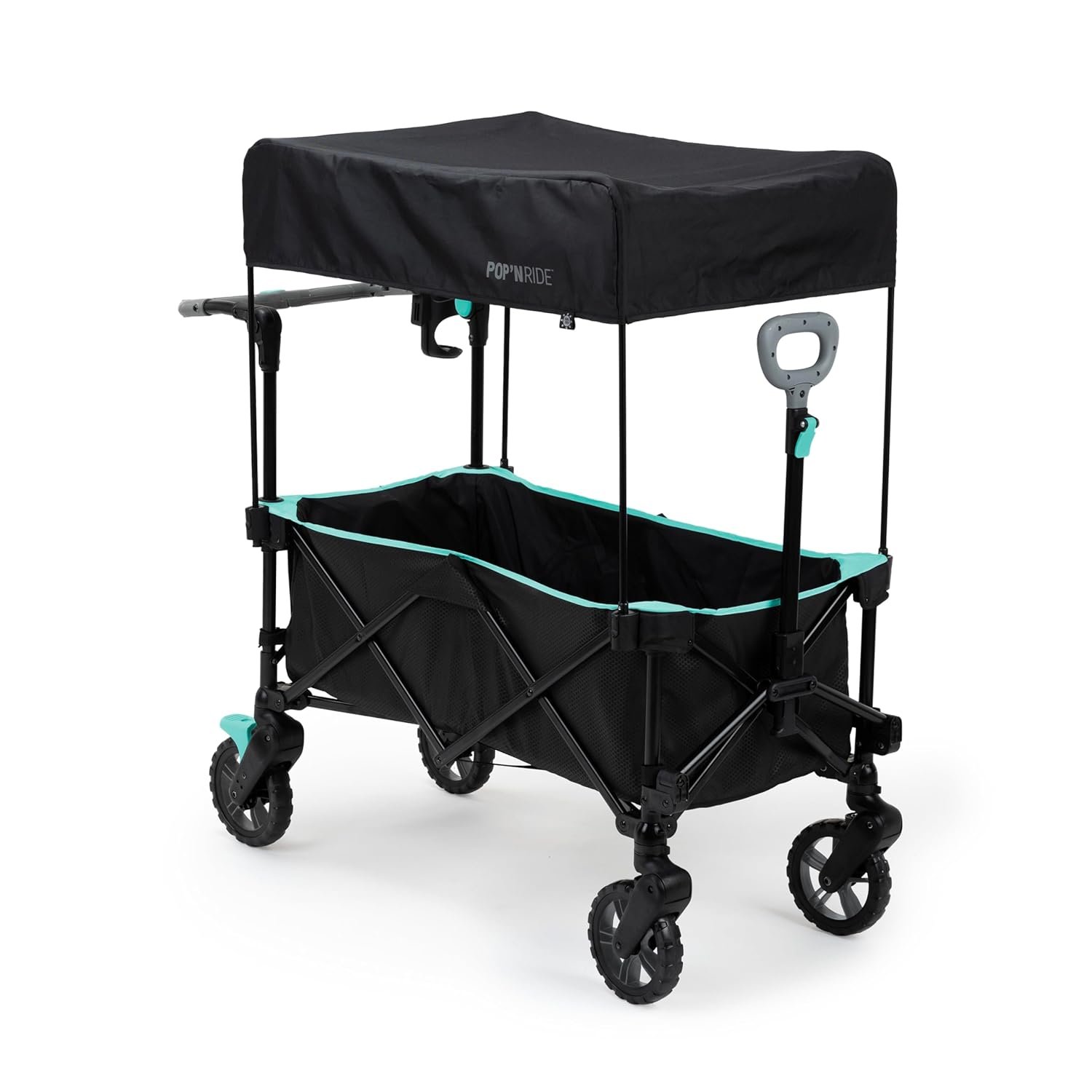 Ingenuity Ingenuity Pop ‘N Ride Lightweight Stroller Wagon – Face-to-Face Seats for 2 with 3-Point Harnesses & Sun Canopy