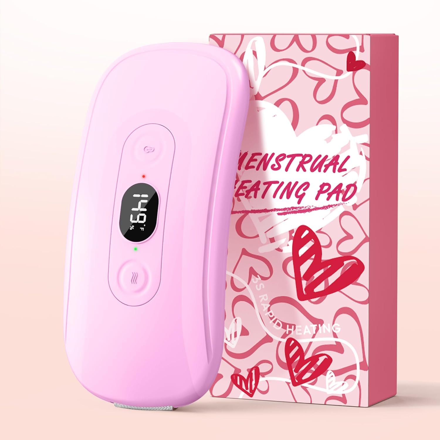 Portable Heating Pad: 2 Timer 6 Heat Levels 6 Vibration Modes Cordless Electric Heating Pad 3s Fast Heating Travel Heating Pad Gifts for Women Christmas Birthday Pink
