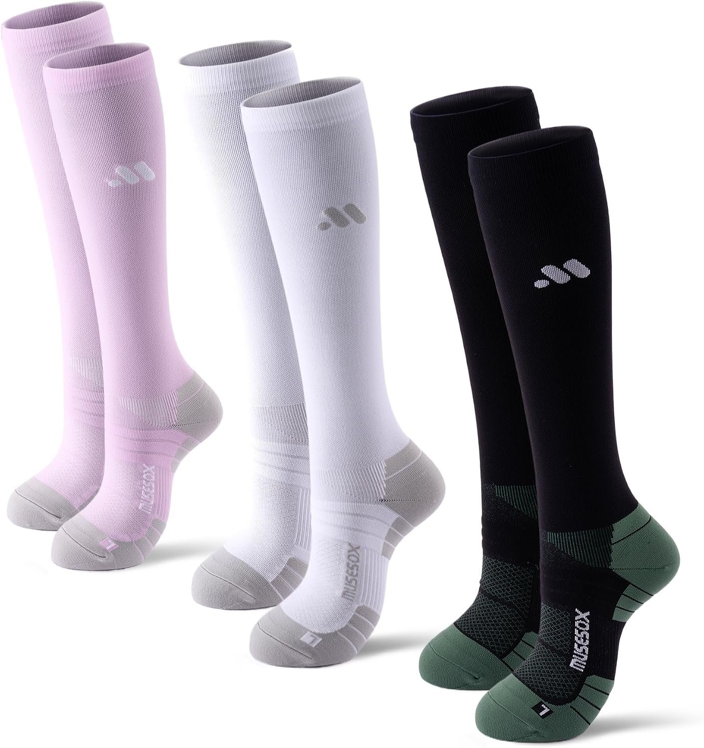 Compression Socks for Women and Men,Knee High 15-20mmHg Graduated Support(3 Pairs) Best for Nurses,Pregnant,Travel