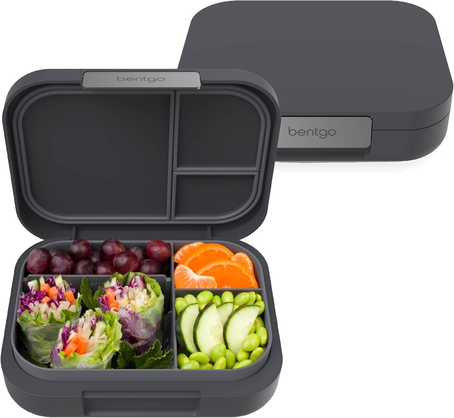 Bentgo® Modern – Leak-Resistant Bento Lunch Box For Adults, Teens, & Larger Appetites; Reusable BPA-Free Meal Prep Container with 3 or 4 Compartments, Dishwasher/Microwave Safe; 5 Cups (Dark Gray)