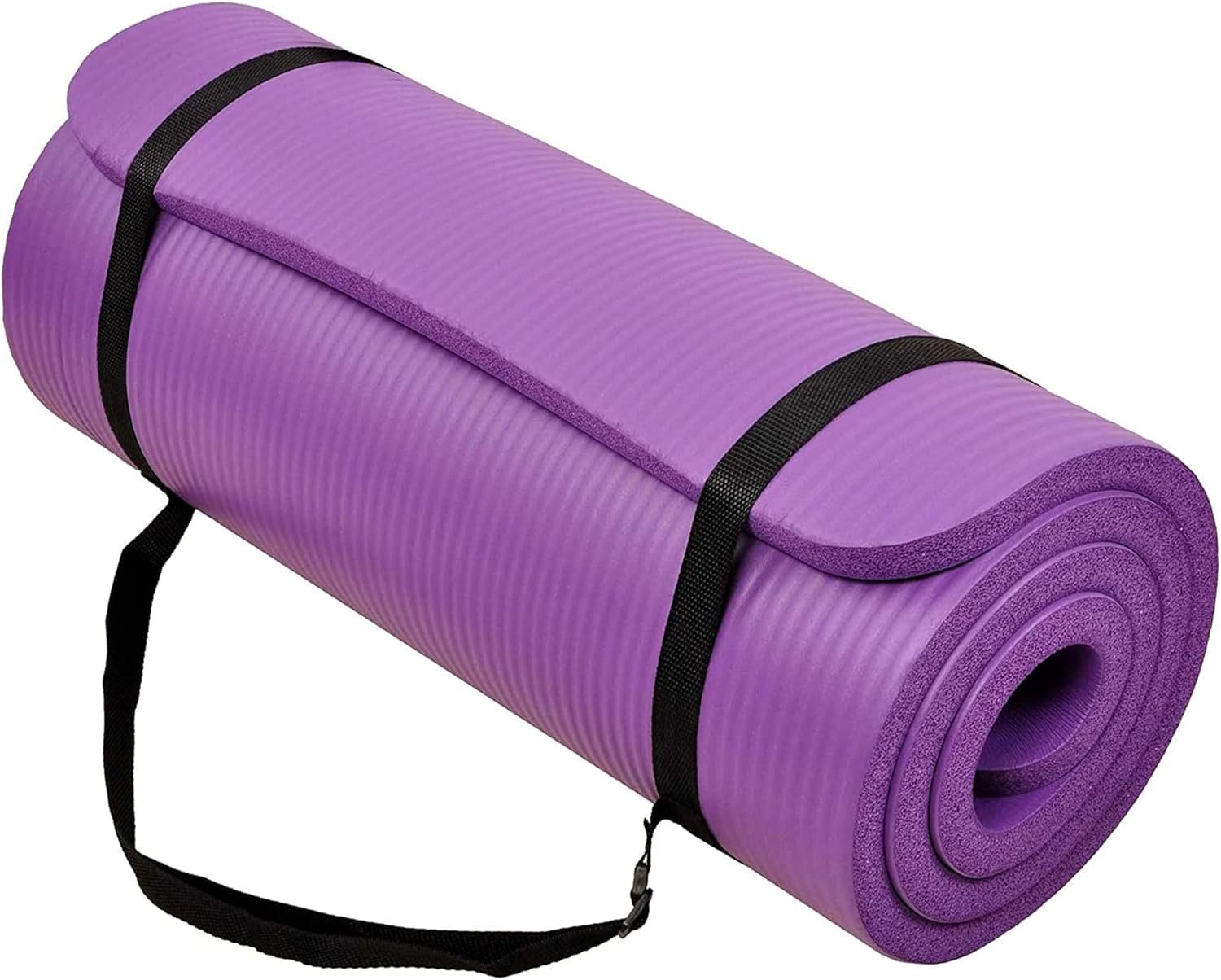 BalanceFrom Yoga Mat, 1-Inch Extra Thick High Density Exercise Mat, Anti-Tear Exercise Yoga Mat with Carrying Strap, Suitable for Various Yoga Exercises, Multiple Colors