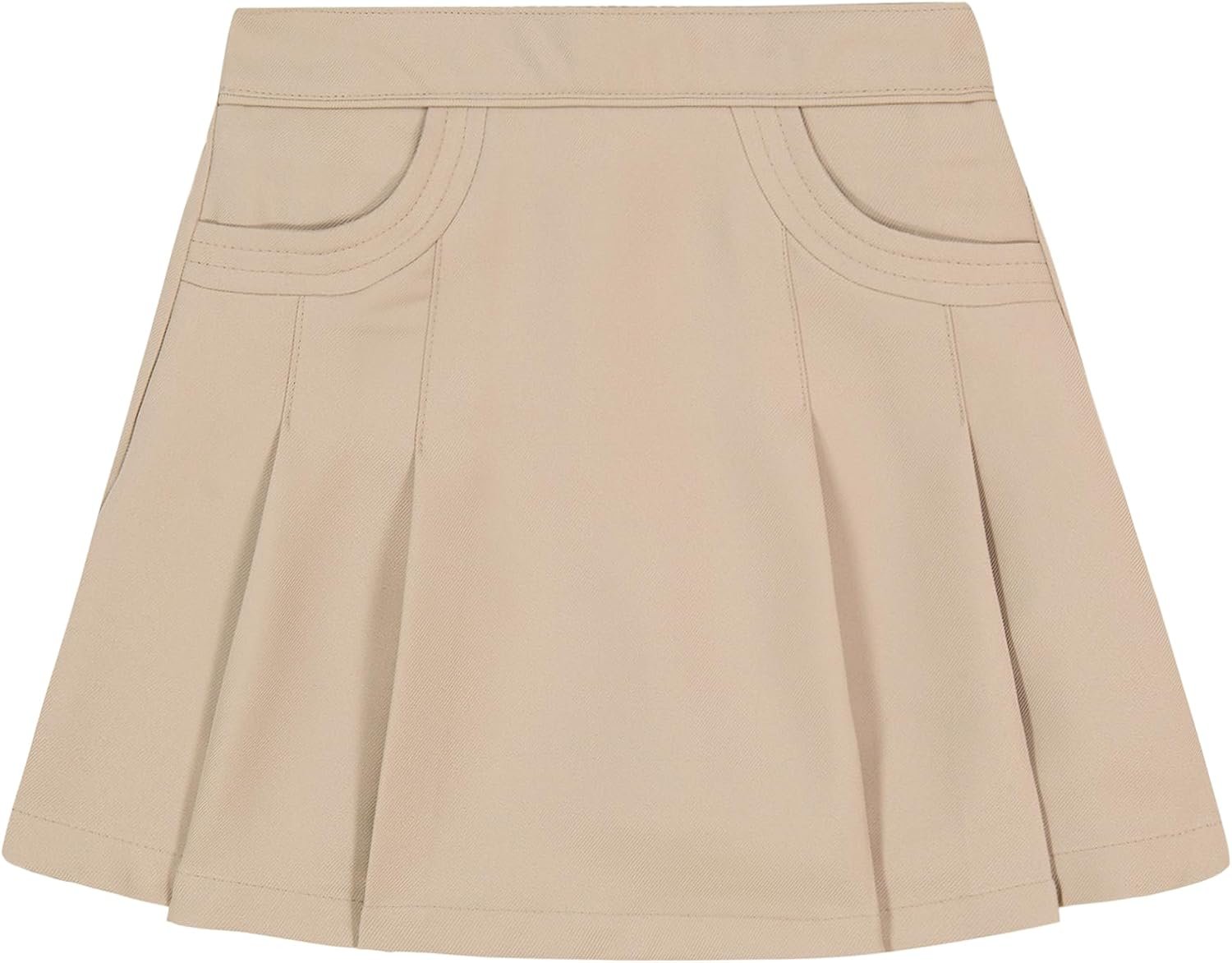 Nautica Girls’ School Uniform Pleated Pull-on Scooter Skirt with Undershorts, Knit Waistband & Functional Pockets