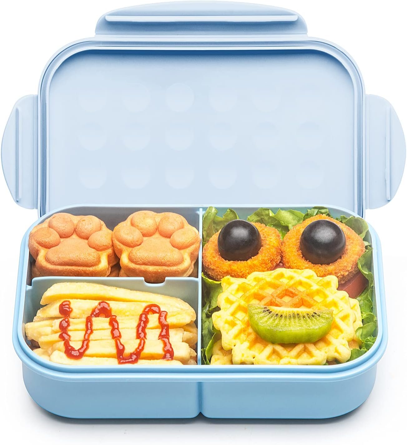 MISS BIG® Bento Lunch Box for Kids, 1150ml, 3 Compartments, Blue | Blue kids bento lunch box for school meals, daycare food, snack sides, picnic, travel, and daily carry.
