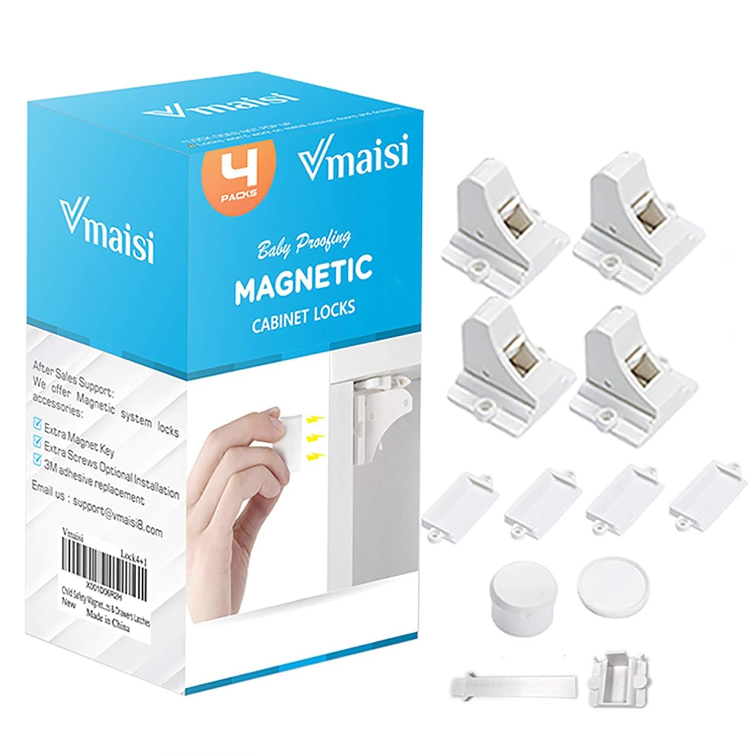 Vmaisi Magnetic Cabinet Locks for Babies (Stardand, Unit Count 4) | Keeps dangerous things away from kids