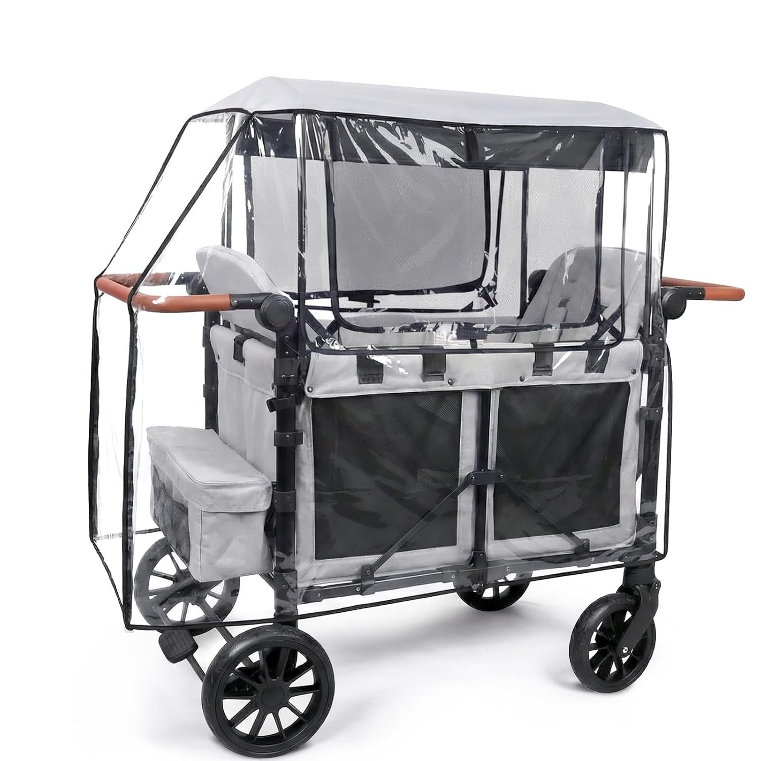 Clear Stroller Rain Cover for Trolley Cart, Rain Cover for Wagon Stroller with Mosquito Net, Big Size Suitable for The WonderFold W4 Original, Waterproof Picnic Camping Accessories (Cart Not Included)
