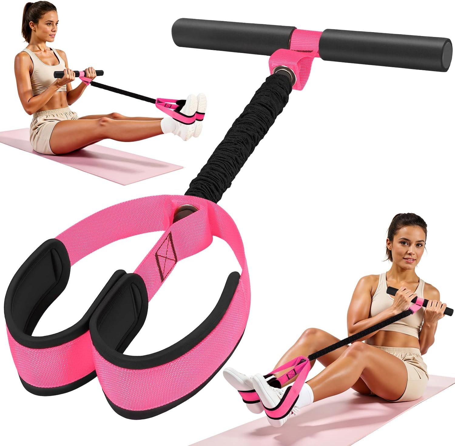 Pedal Resistance Band with Handle, Upgraded Durable Thickened Latex Tubes and Soft Foam Fabric Foot Pedal, Sit Up Exercise Equipment for Abdomen, Waist, Arm, Core/ABS, Leg, Physical Therapy