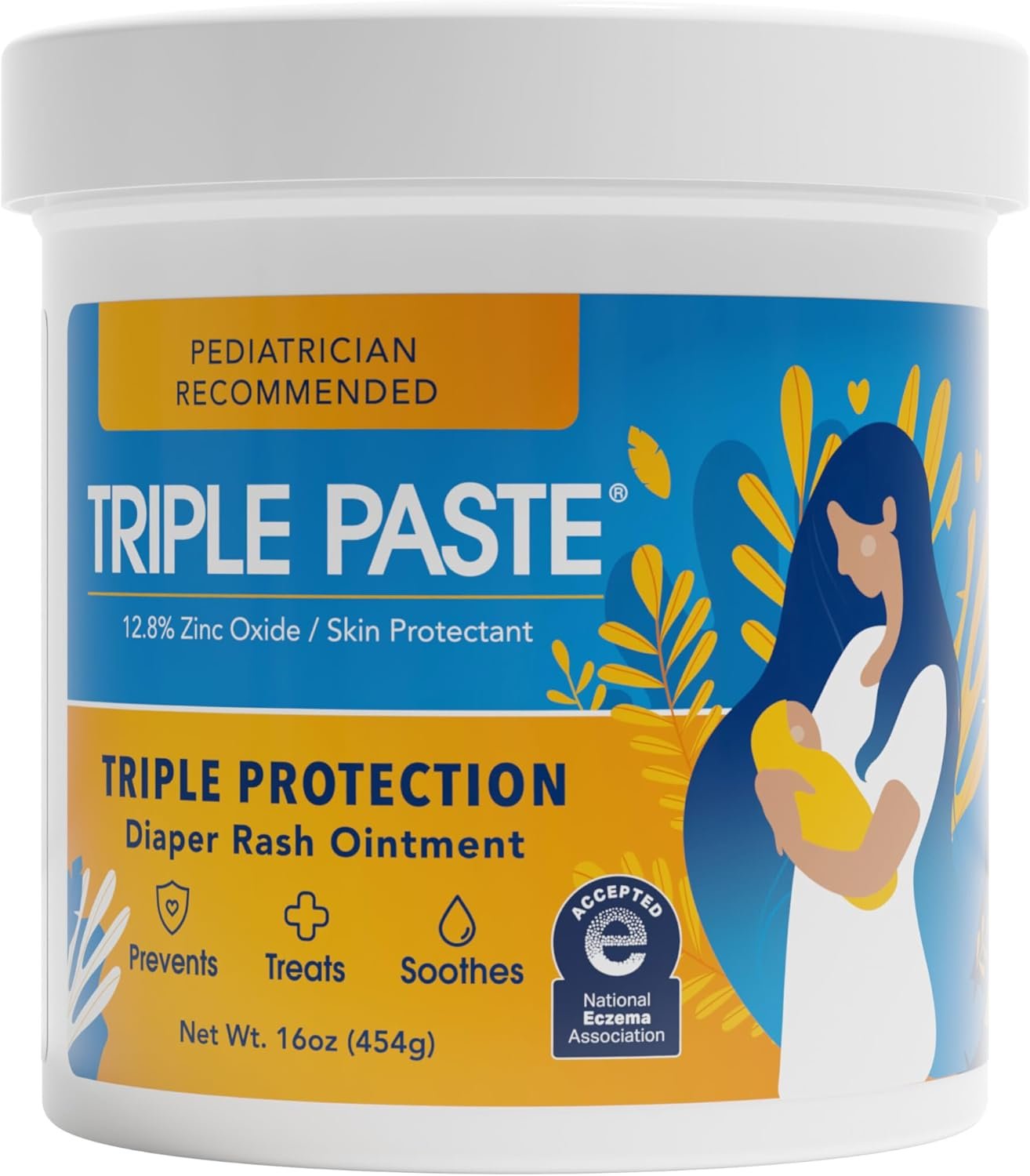 Triple Paste Diaper Rash Cream, Hypoallergenic Medicated Ointment for Babies, 16 oz (Packaging May Vary)