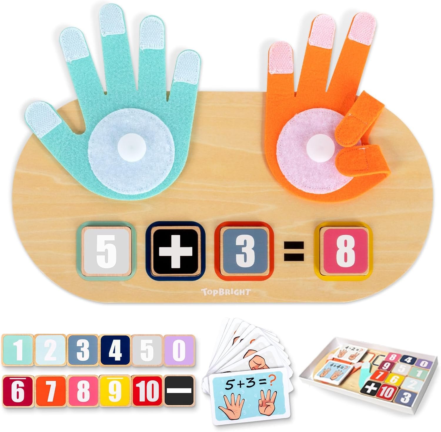 TOP BRIGHT Preschool Number Blocks Counting Toy for Toddlers 3-5 Year Old Boys Girls, Montessori Math Manipulatives, Educational Learning Gift with Storage Box