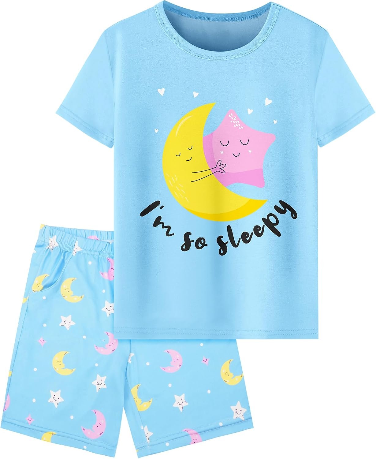 Sylfairy Girls Pajamas Short Sleeve Toddler Girls Summer Short Sets Sleepwear Clothes Kids Pajamas