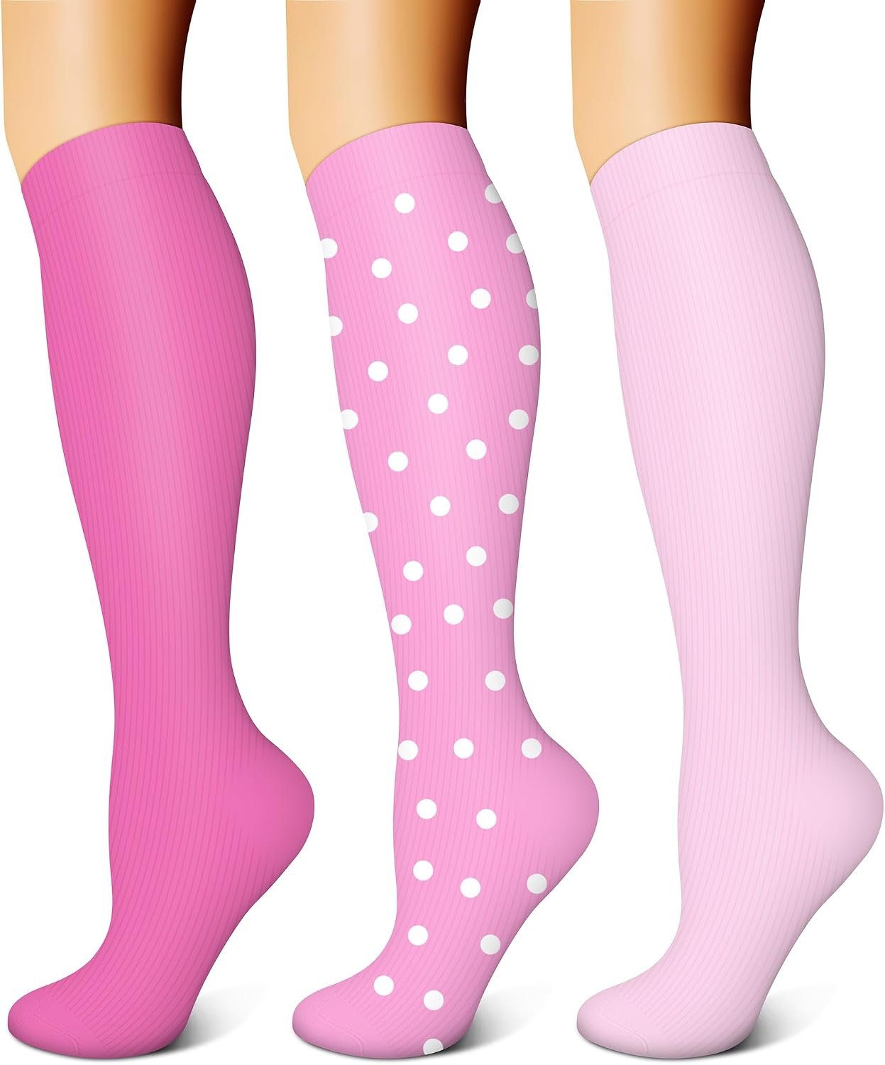 FEYHAY Copper Compression Socks (3 Pairs) 15-20 mmHg Circulation is Best Athletic & Daily for Men & Women, Running, Climbing