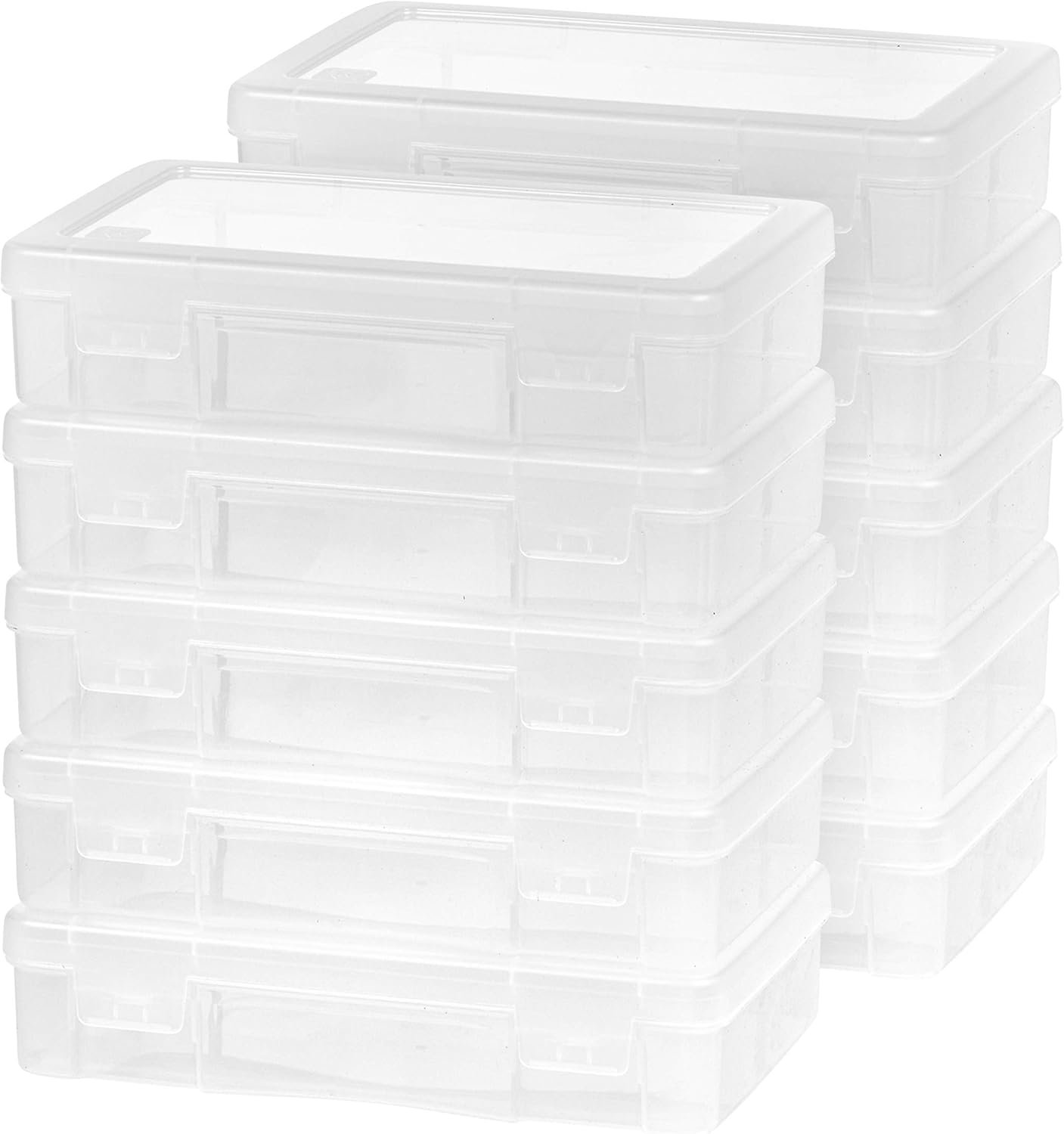 IRIS USA Clear Storage Cases, 10-Pack, |Made in USA|, Plastic Bead Organizing Containers with Snap Lid for Arts, Crafts, Ephemera, Stickers, & Dance Cheer, Clear – Medium