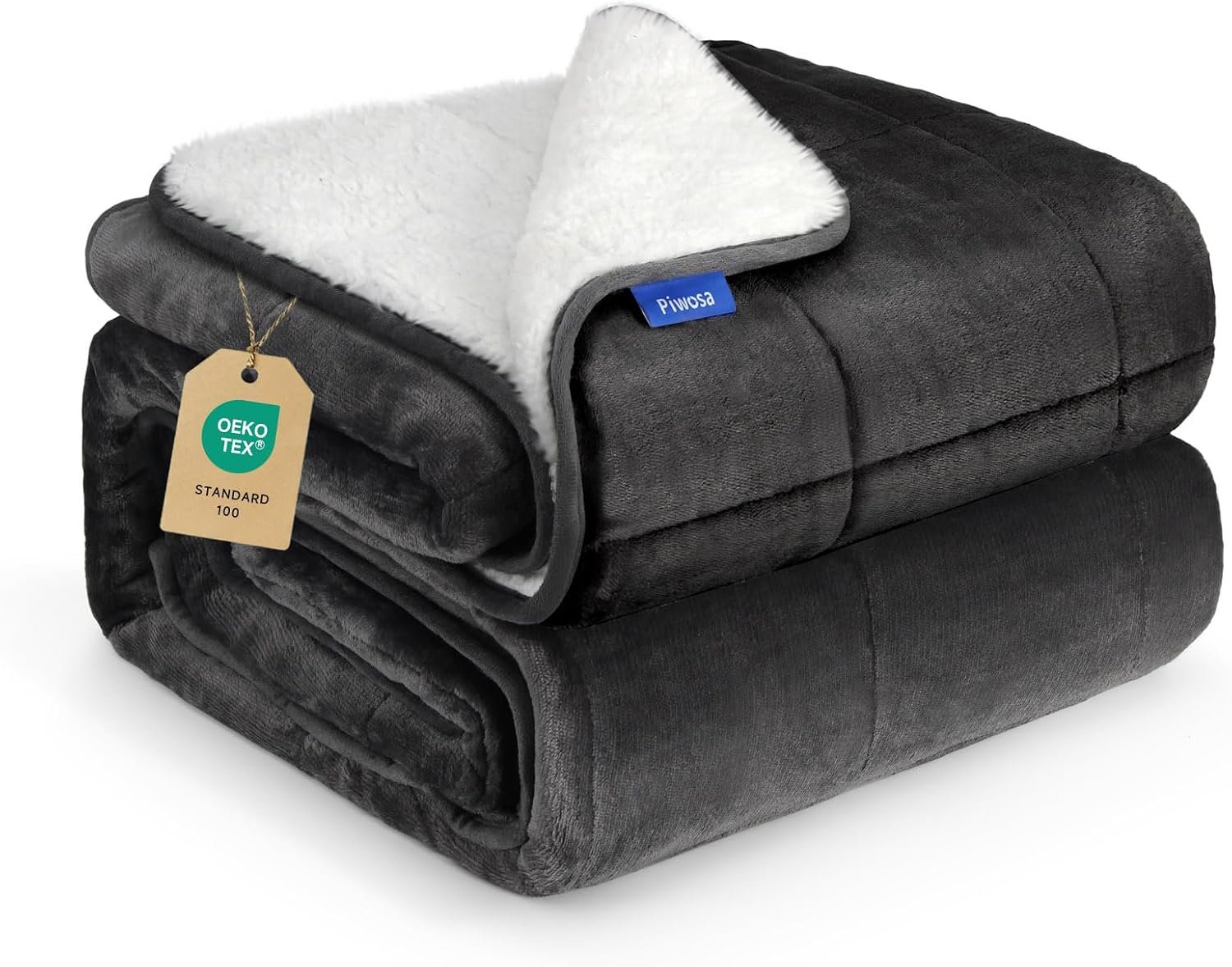 Weighted Blanket for Adults 15 Pounds 60×80 inches, Sherpa Fleece Throw Blanket Queen Size with Soft Plush Flannel Top, Fuzzy Fluffy Cozy Warm and Thick Heavy Blanket for Winter
