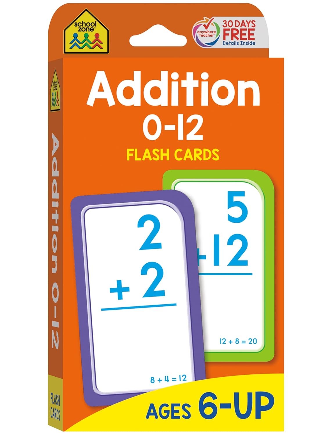 School Zone Addition 0-12 Flash Cards: 56 Cards, 1st Grade, 2nd Grade, Numbers 0-12, Elementary Math, Problem Solving, Addition Problems, Counting, Ages 6+, Packaging May Vary