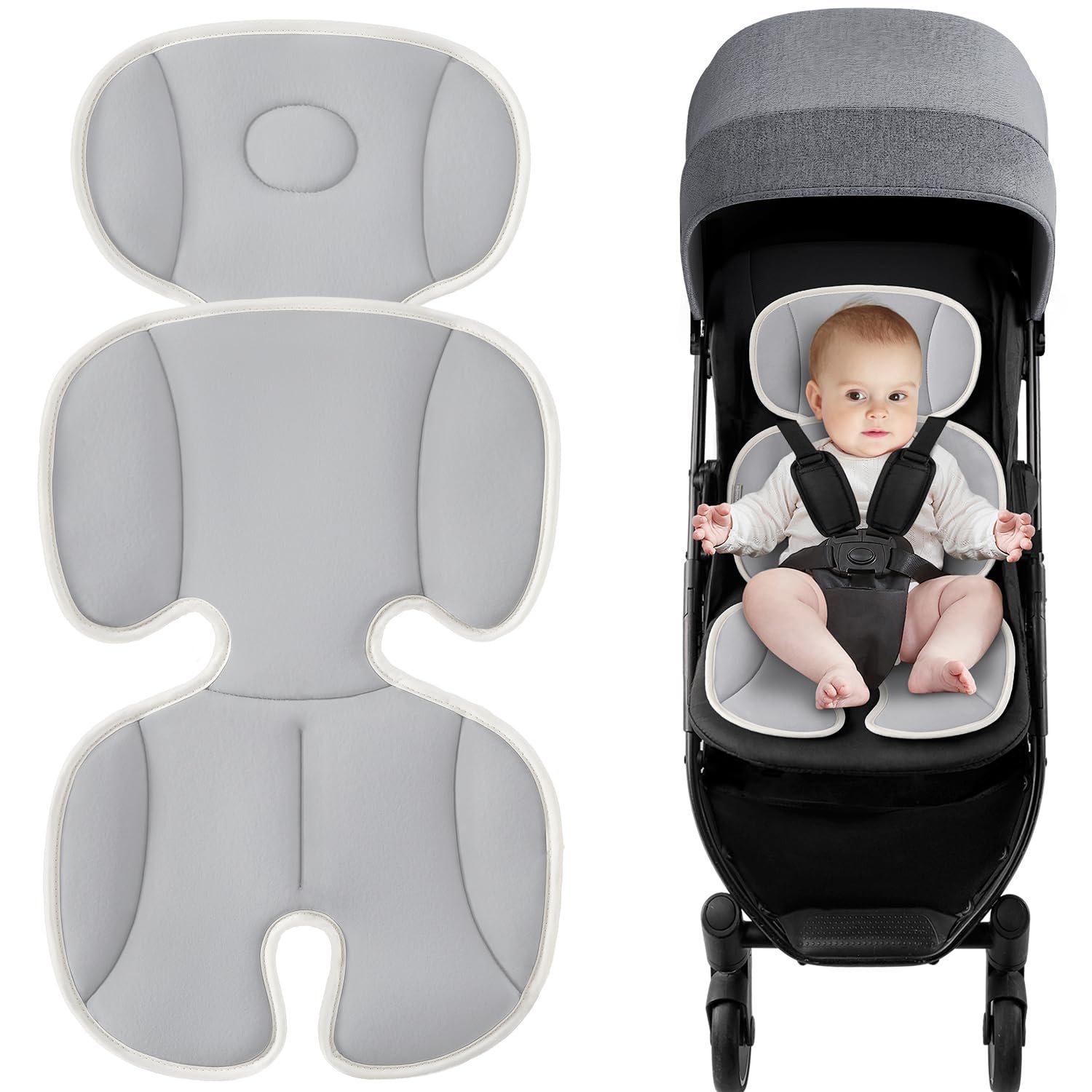 Baby Stroller Cooling Pad, Universal Soft Cooler Pad, Breathable Adjustable Car Seat, Liner Detachable 2-Piece Cooling Cushion Fits Strollers, Car Seat, High Chair, Bassinet, Swing