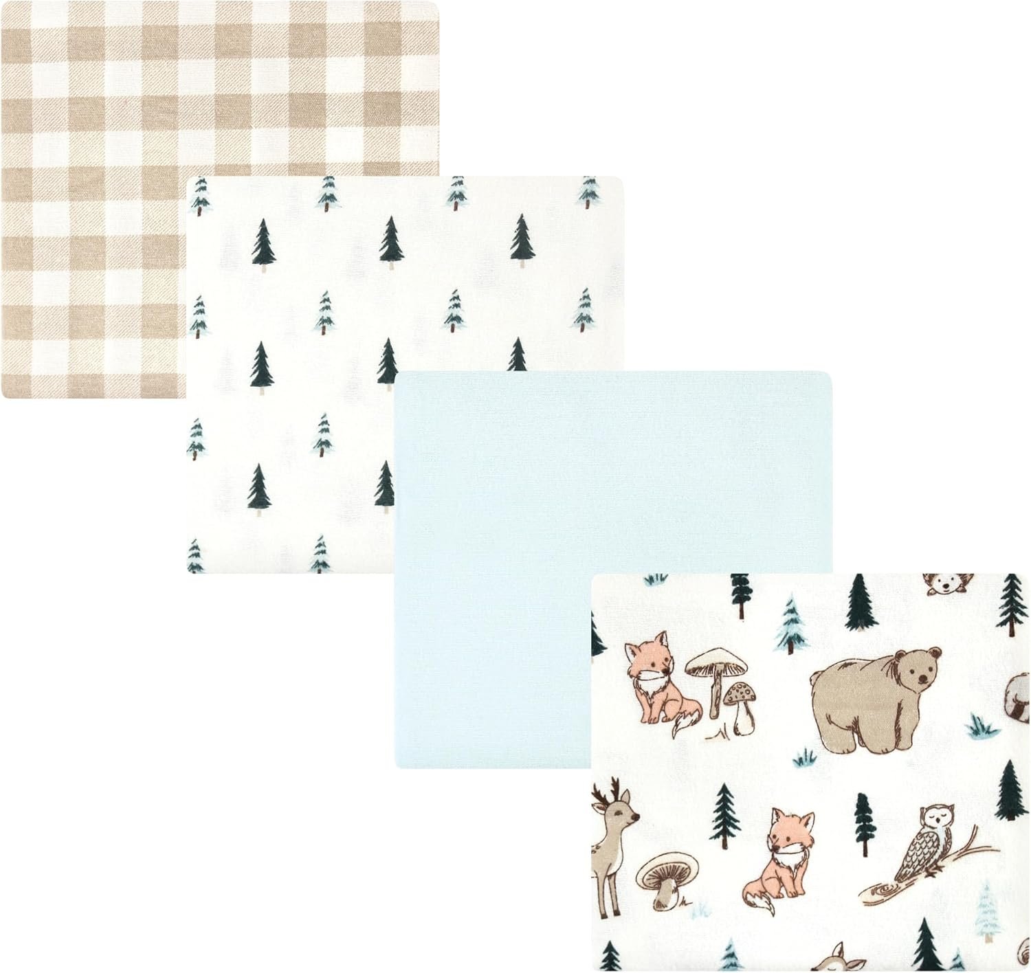 Hudson Baby Unisex Baby Cotton Flannel Receiving Blankets, Boy Woodland Pals, One Size