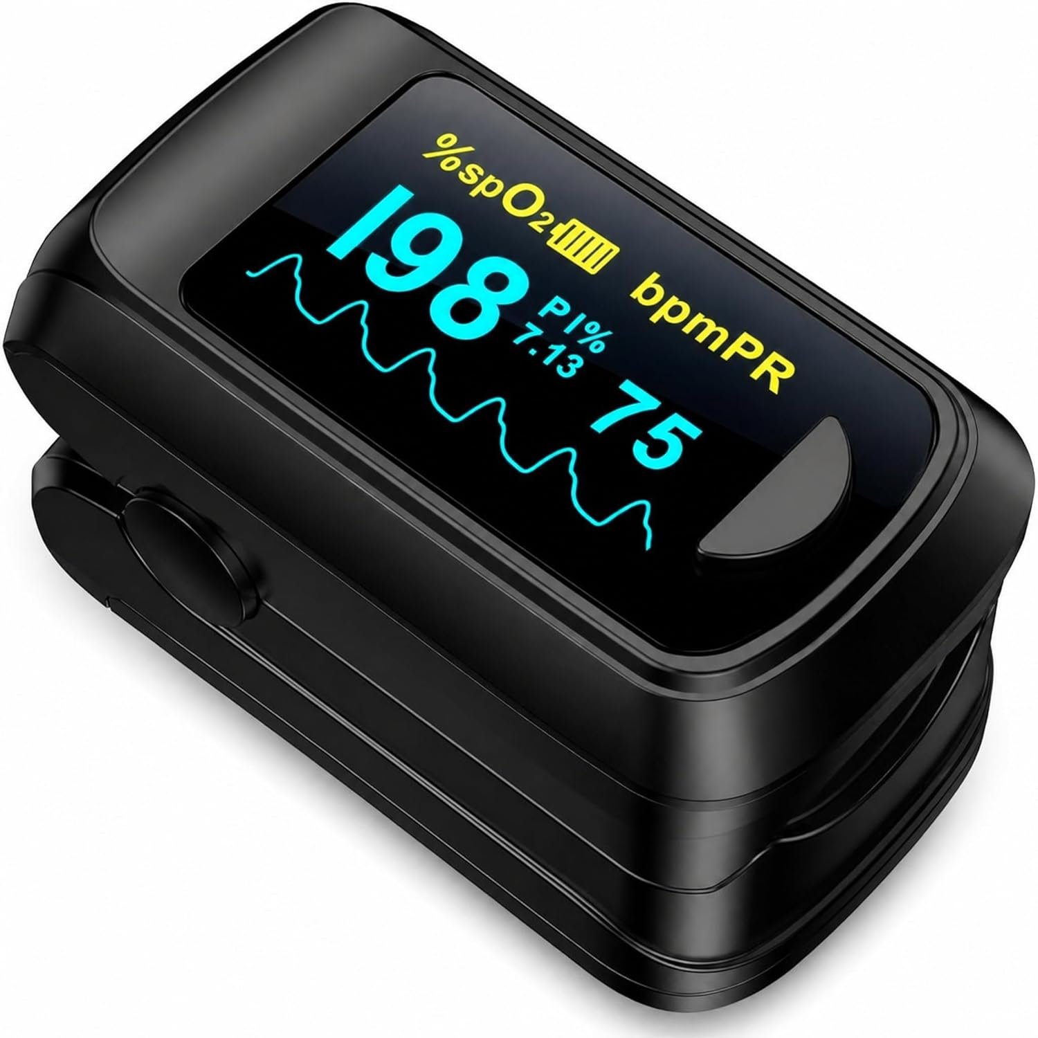 Healthtree JKS50B Pulse Oximeter Fingertip – Blood Oxygen monitor Fingertip with Perfusion Index, Fast 5-8s Reading, Large OLED Display, SpO2 & Heart Rate monitor for Home, Sports, Travel (Includes Batteries & Lanyard)