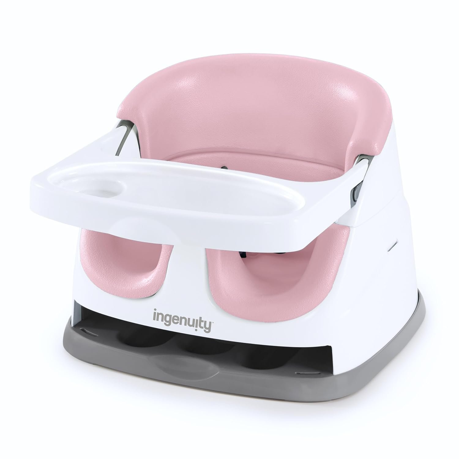 Ingenuity Baby Base 2-in-1 Booster Feeding and Floor Seat with Self-Storing Tray – Peony