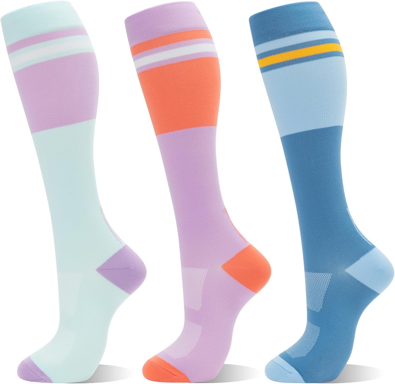fenglaoda Compression Socks for Women Men 3 Pairs Graduated Compression Support Circulation Socks for Nurses