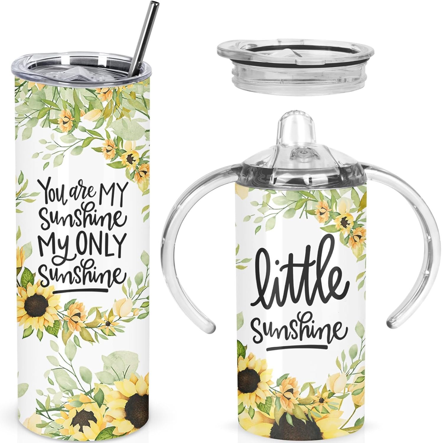 Mama and Mini Tumbler Set, You’re My Only Sunshine Little Sunshine Matching Cup Set, Sunflower Themed Mom and Kid Tumbler, Mother’s Day Gift Set for Mom