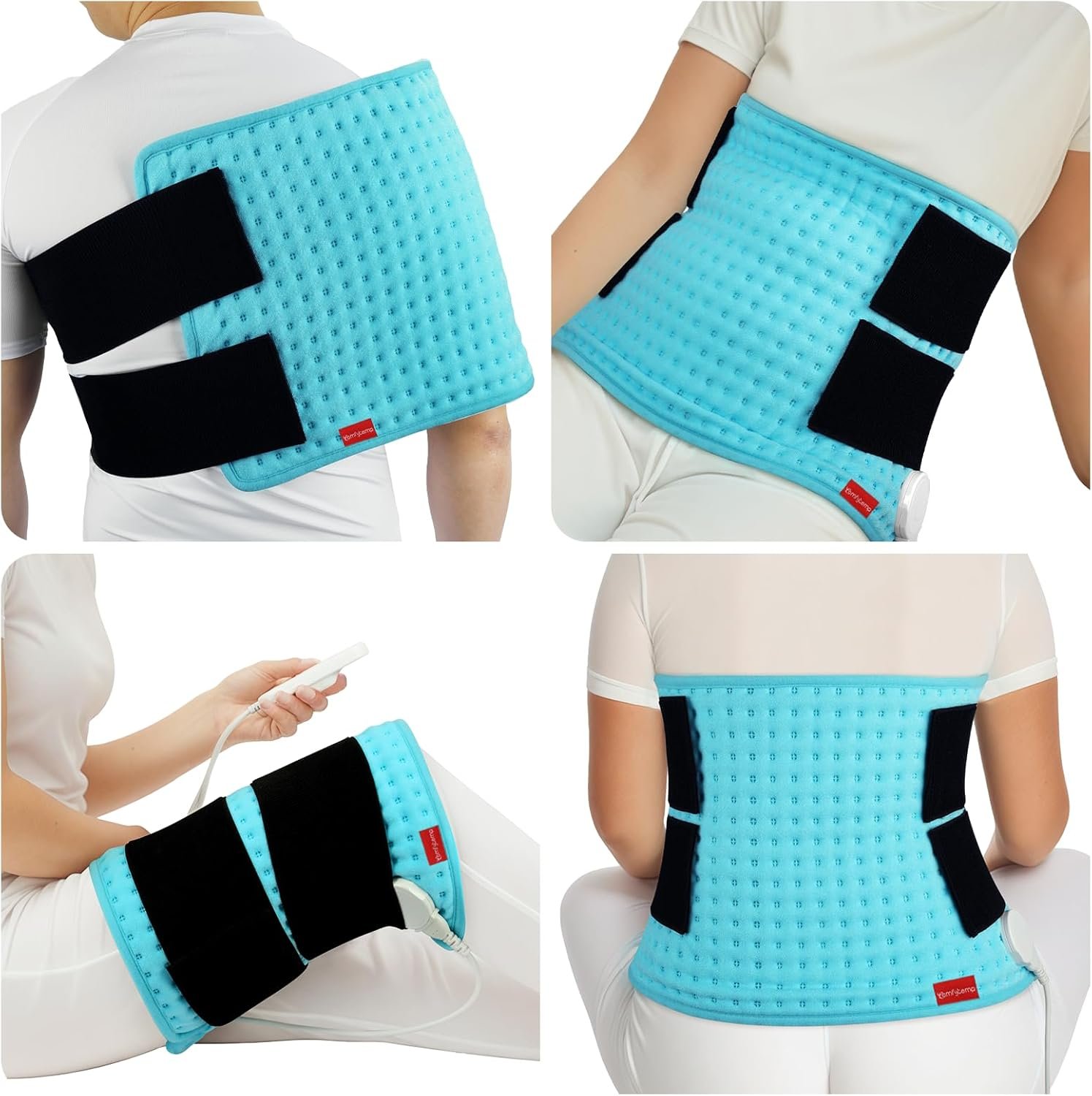Comfytemp Wearable Heating Pad for Back & Period with 2 Elastic Straps, FSA Eligible 12″×24″ Electric Large HSA Heated Pad for Neck Shoulder Leg Knee, Birthday Gifts for Women Men Mom Dad, Washable