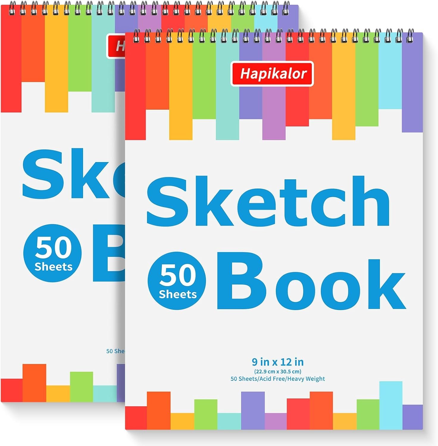 9″ x 12″ Sketch Book, 2-Pack 50 Sheets Spiral Bound Art Sketchbook, Acid Free Artist Drawing Book Paper, Art Supplies for Adults Kids, Craft Activities, Sketch Paper for Drawing Coloring Sketching