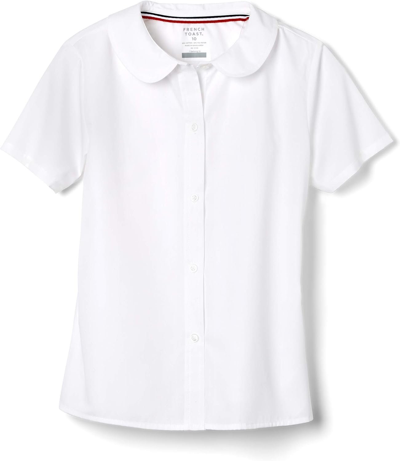 French Toast Peter Pan Collar Short Sleeve Blouse (Girls Standard & Plus Sizes), Blue,