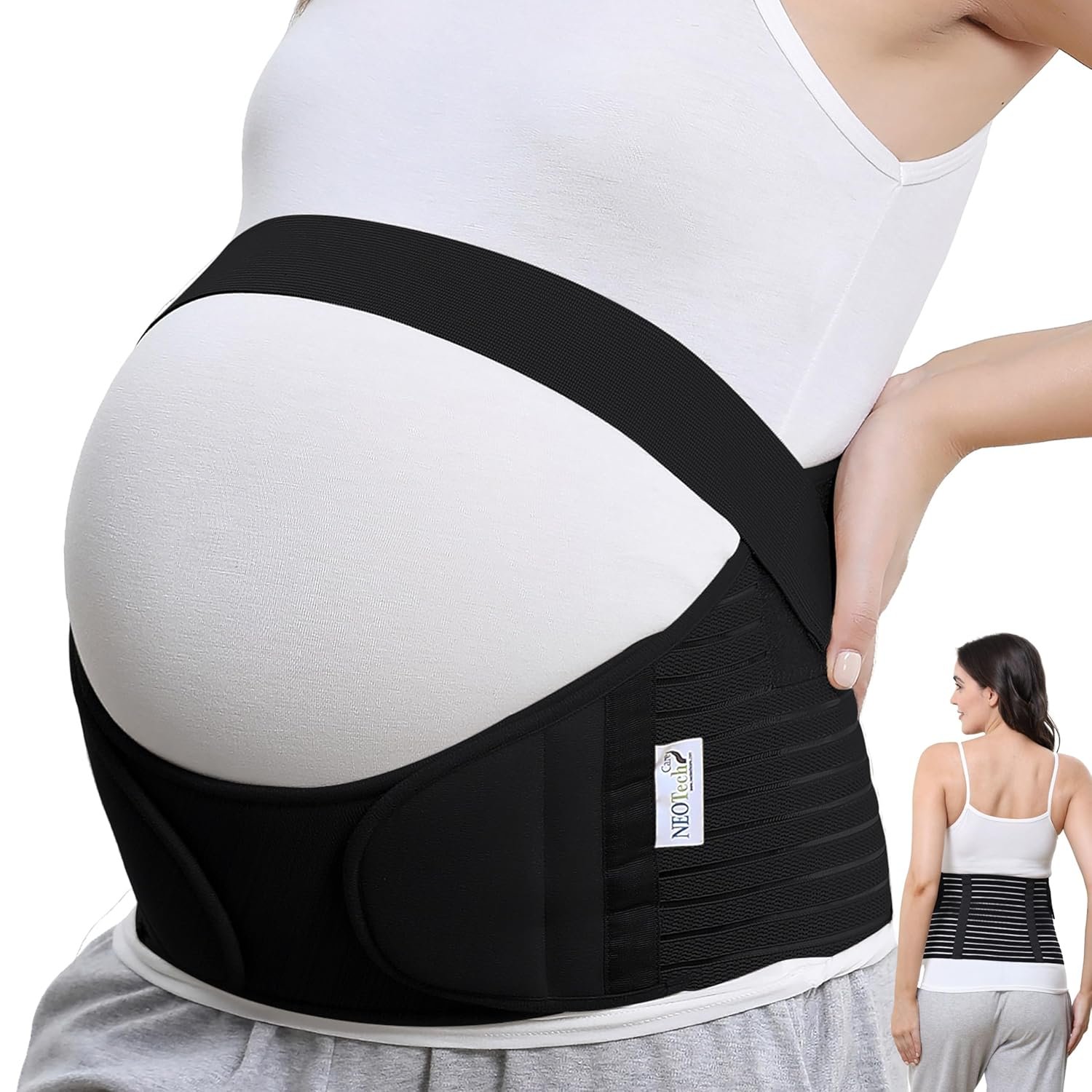 NeoTech Care Pregnancy Belly Band, Maternity Belt, for Pregnancy Belly Support, Back/Pelvic Support (Size L, Black Color)