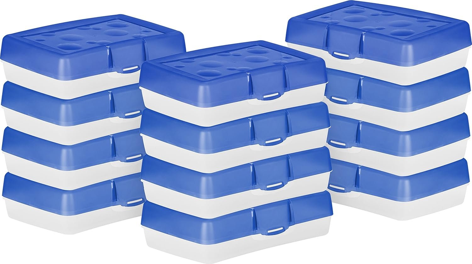 Storex Pencil Case, 8.38 x 5.63 x 2.5 Inches, Opaque Blue, Box of 12 (61623A12C)